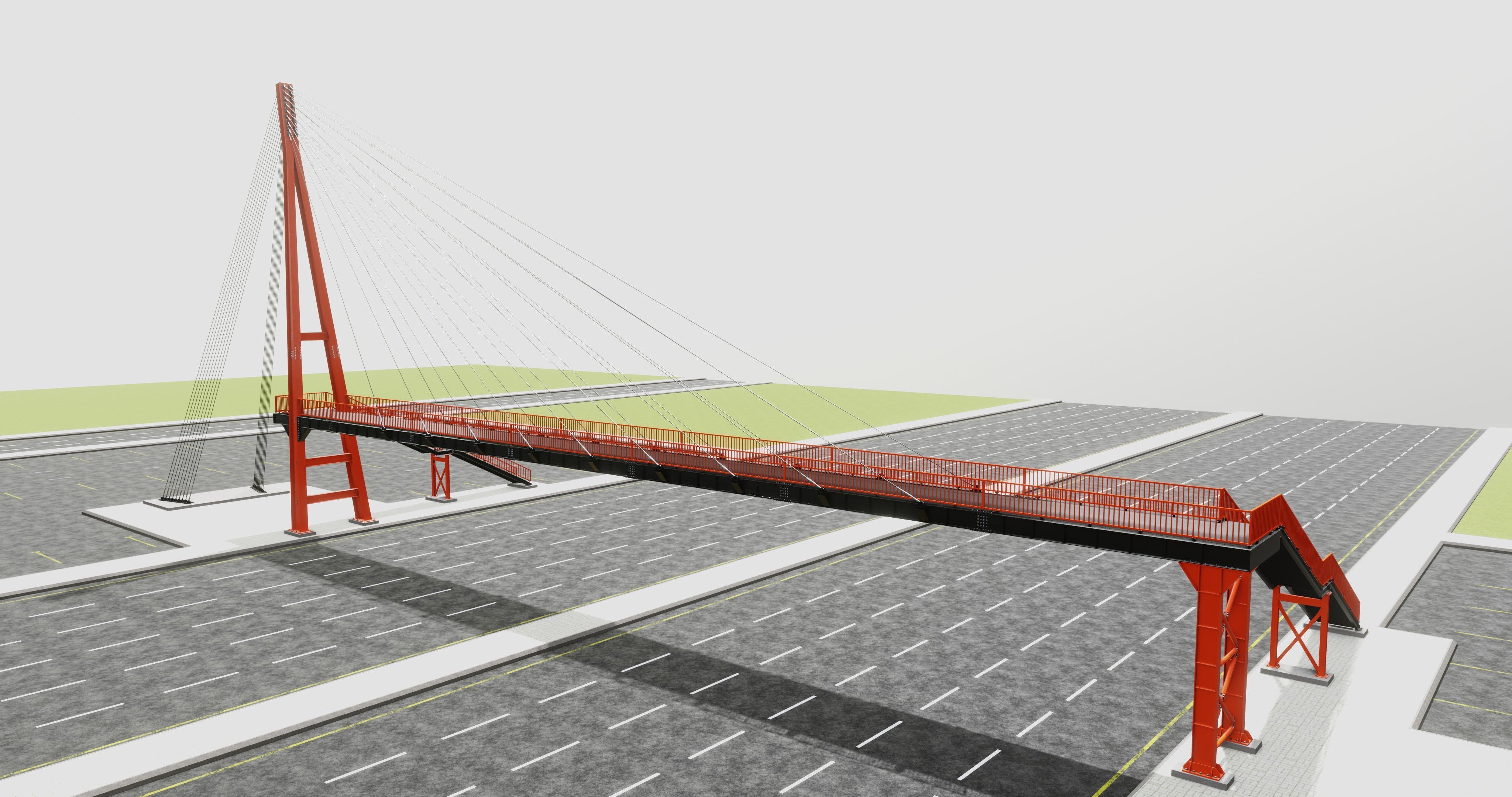 Rope Tension Pedestrian Overpass Type-1 3D model_3