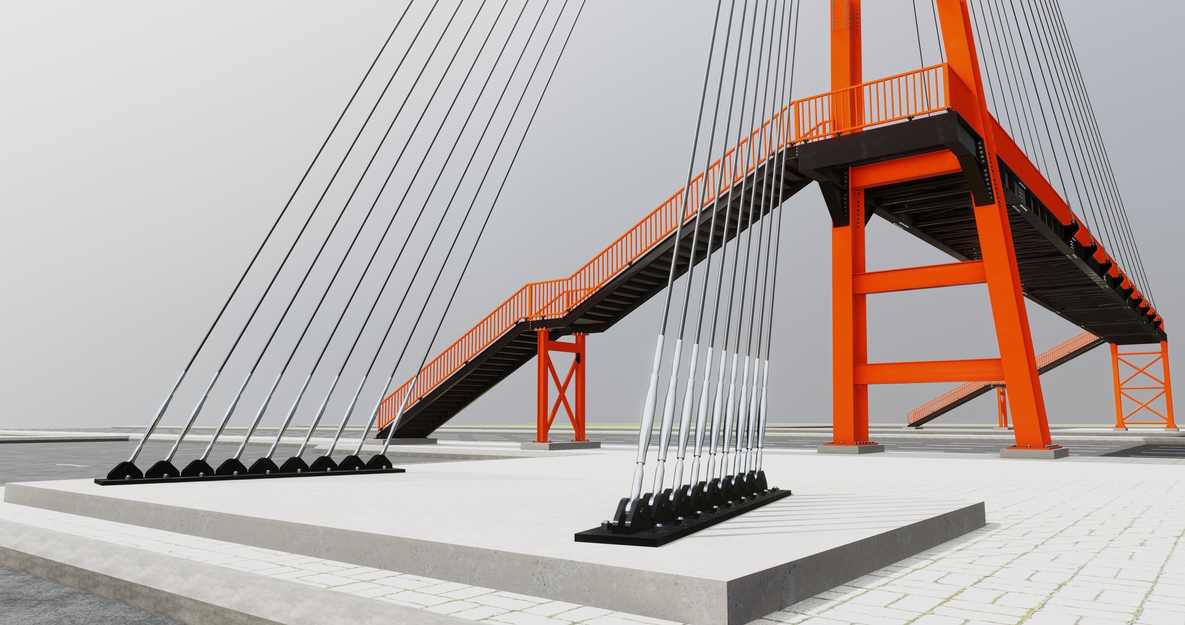 Rope Tension Pedestrian Overpass Type-1 3D model_22