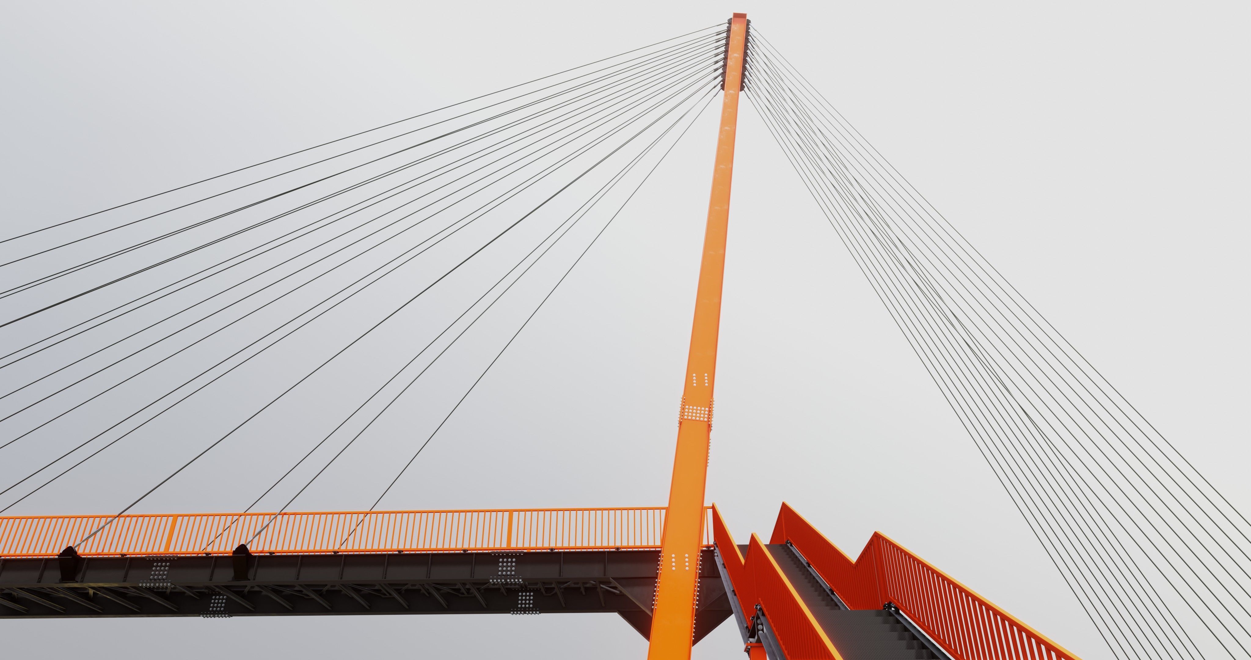 Rope Tension Pedestrian Overpass Type-1 3D model_24