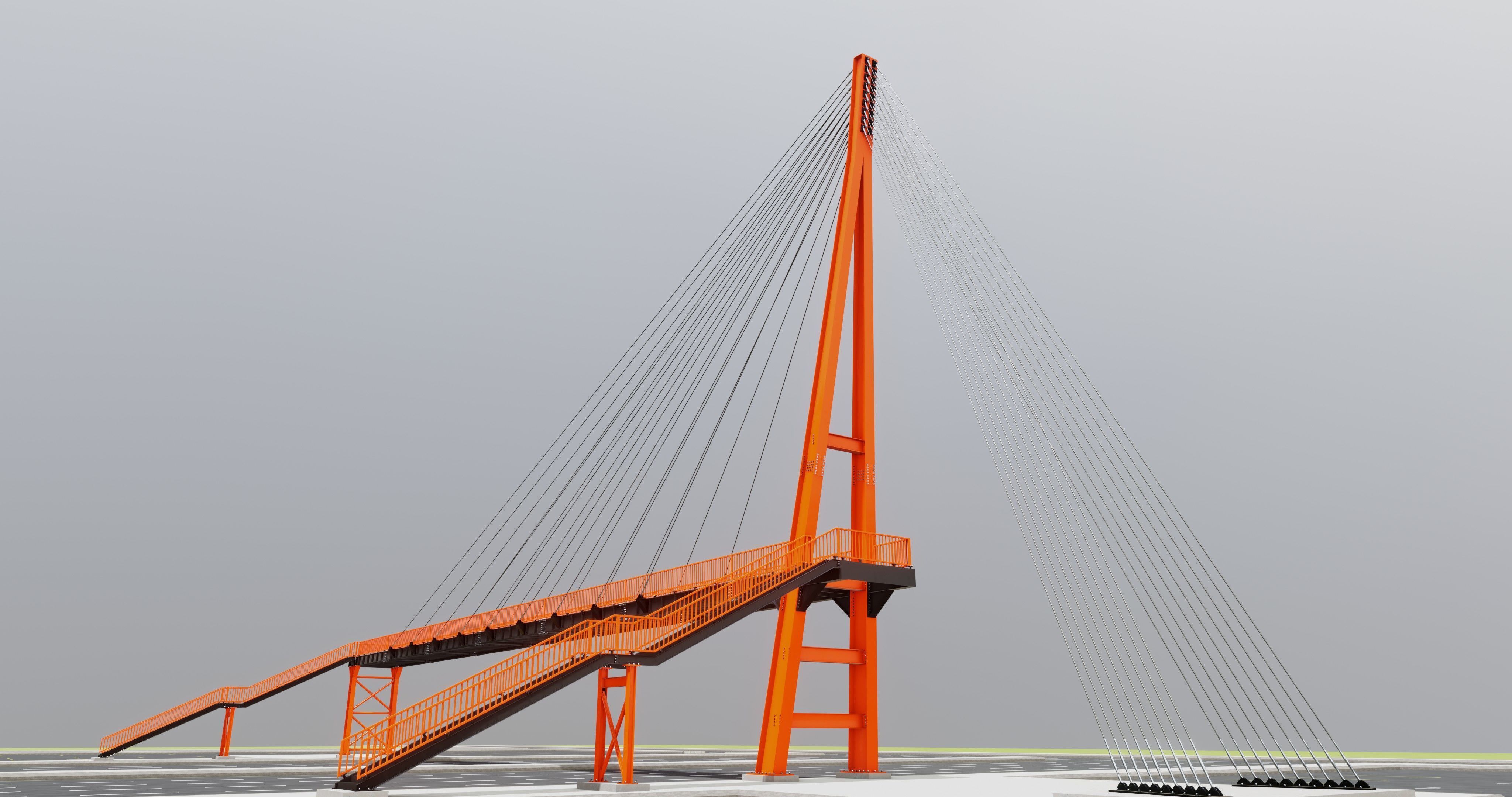 Rope Tension Pedestrian Overpass Type-1 3D model_36