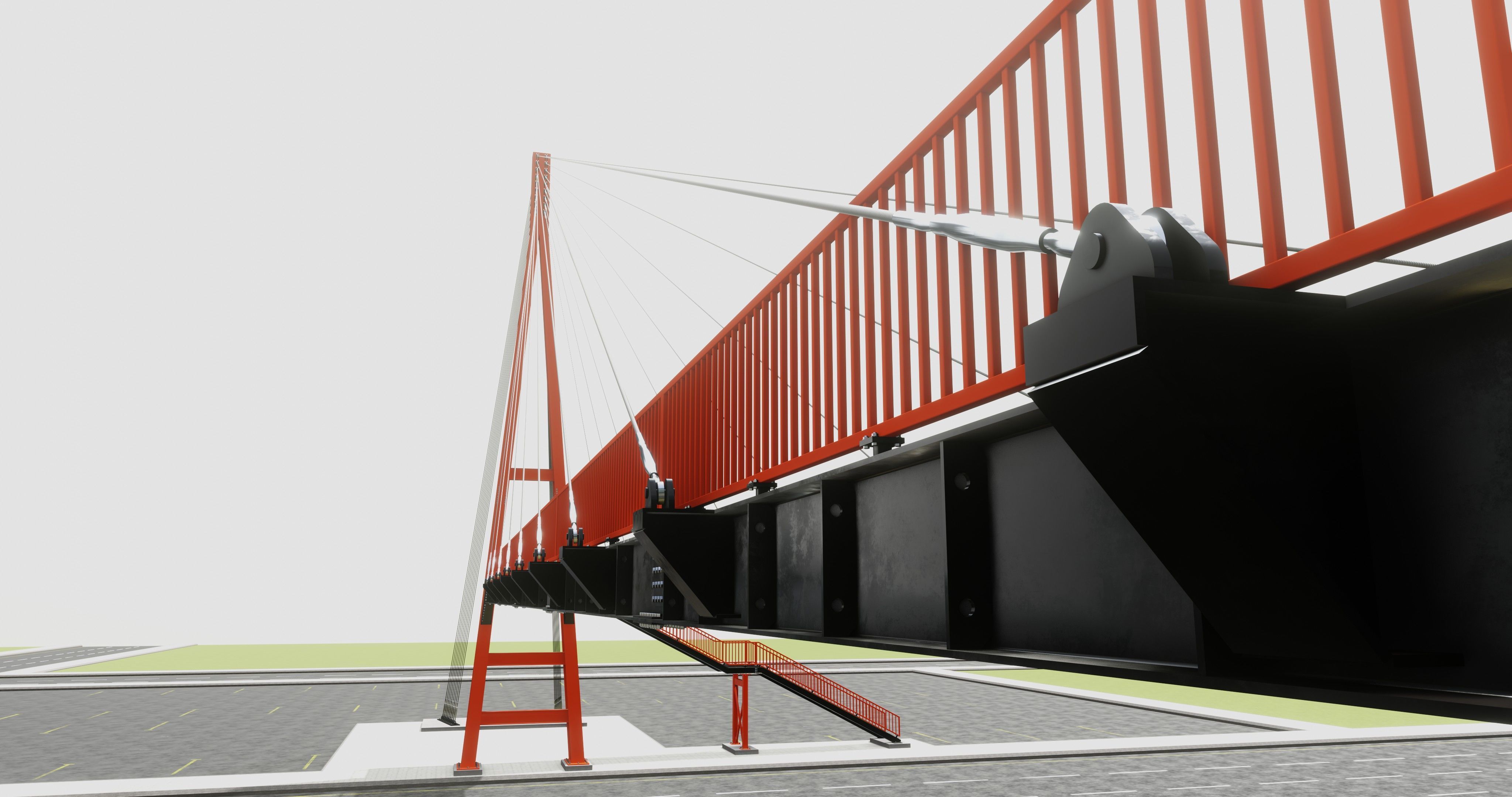 Rope Tension Pedestrian Overpass Type-1 3D model_13