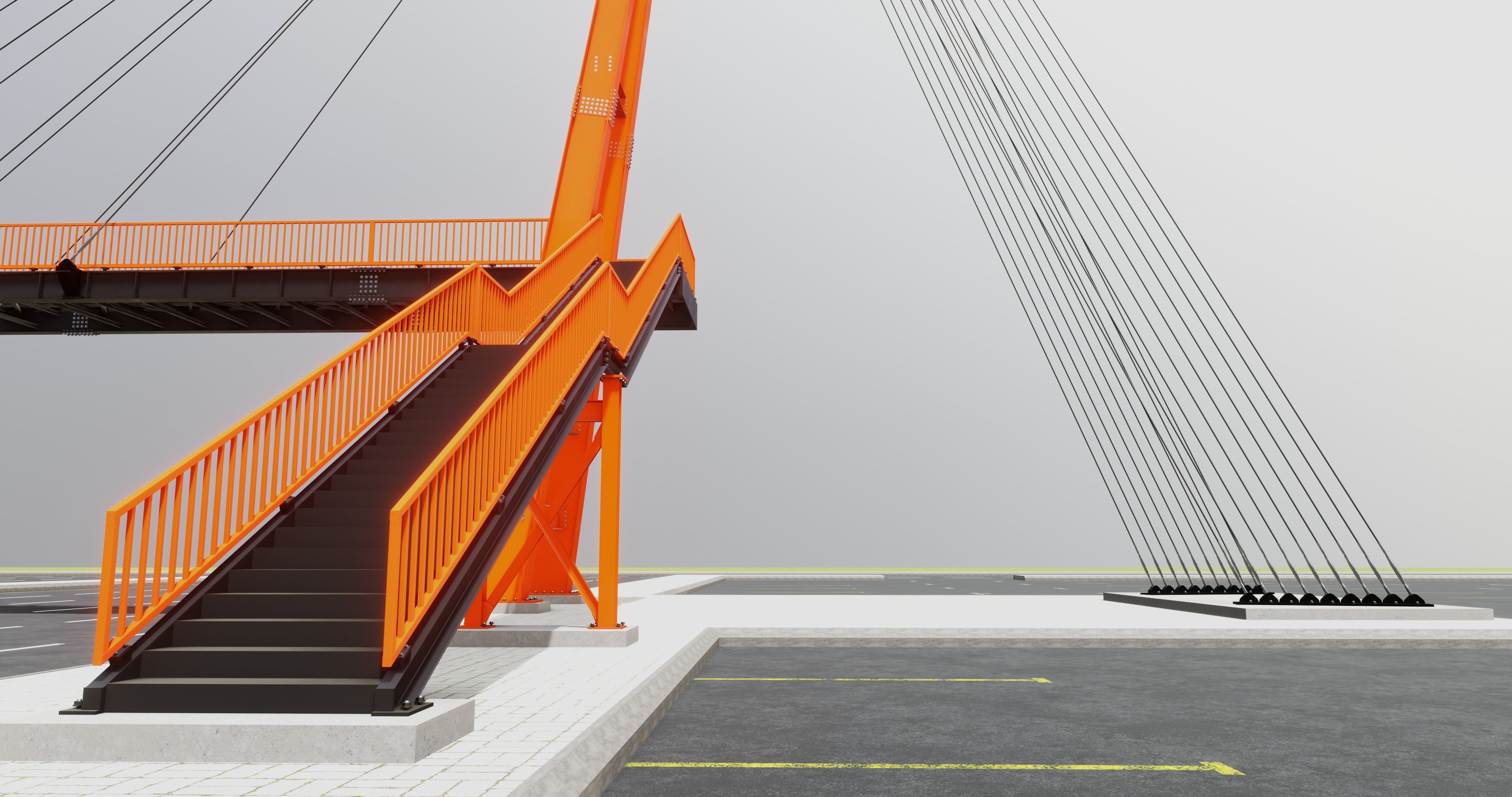 Rope Tension Pedestrian Overpass Type-1 3D model_23