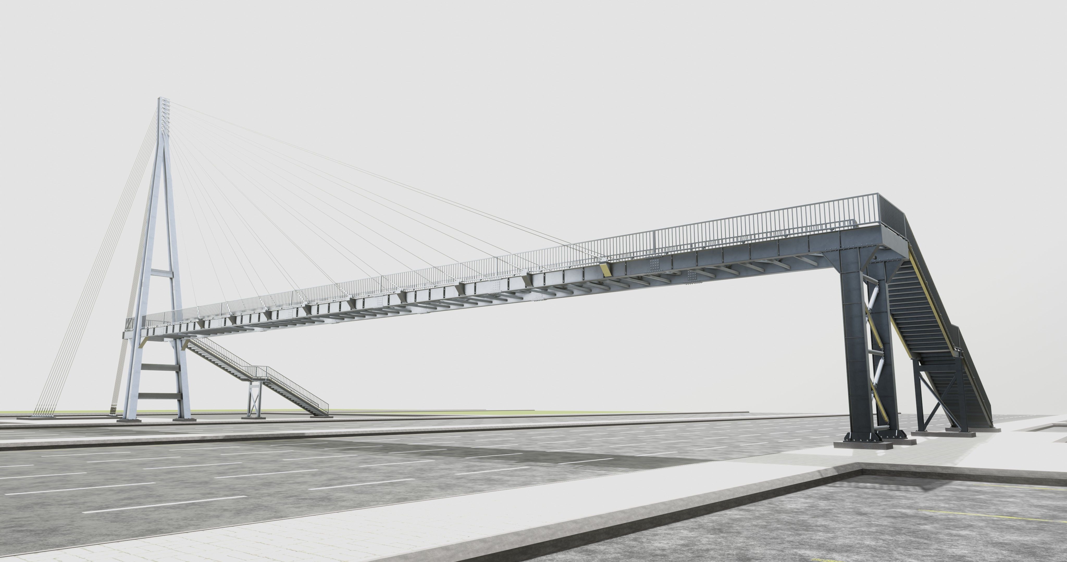 Rope Tension Pedestrian Overpass Type-1 3D model_26