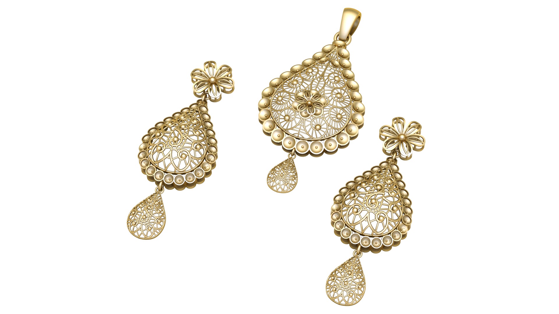 INDIAN STYLE GOLD LOCKET SET 3D PRINTABLE MODEL 3D print model_3