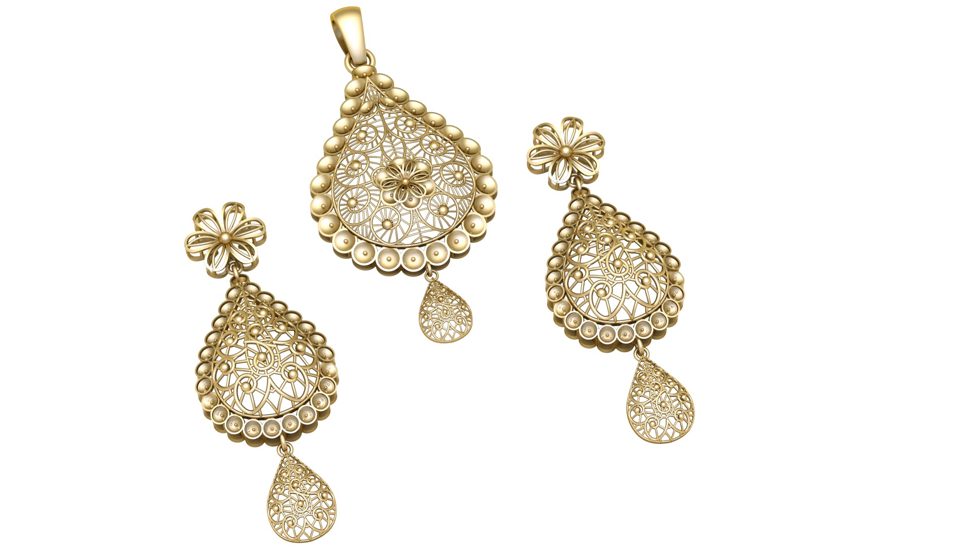 INDIAN STYLE GOLD LOCKET SET 3D PRINTABLE MODEL 3D print model_1