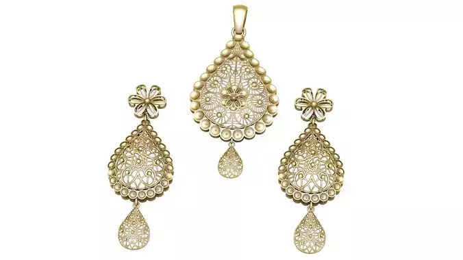 INDIAN STYLE GOLD LOCKET SET 3D PRINTABLE MODEL