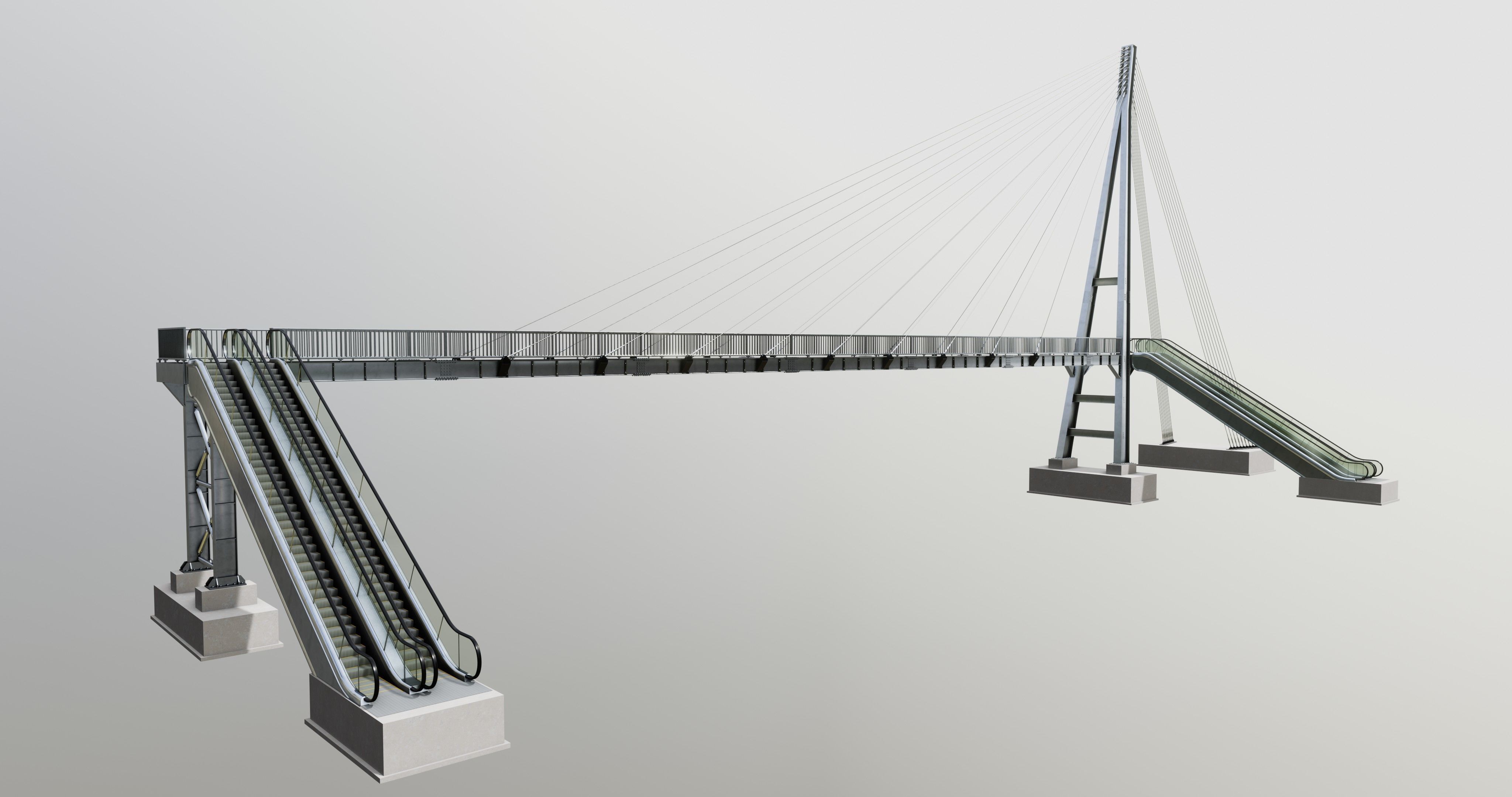 Rope Tension Pedestrian Overpass Escalator 3D model_31