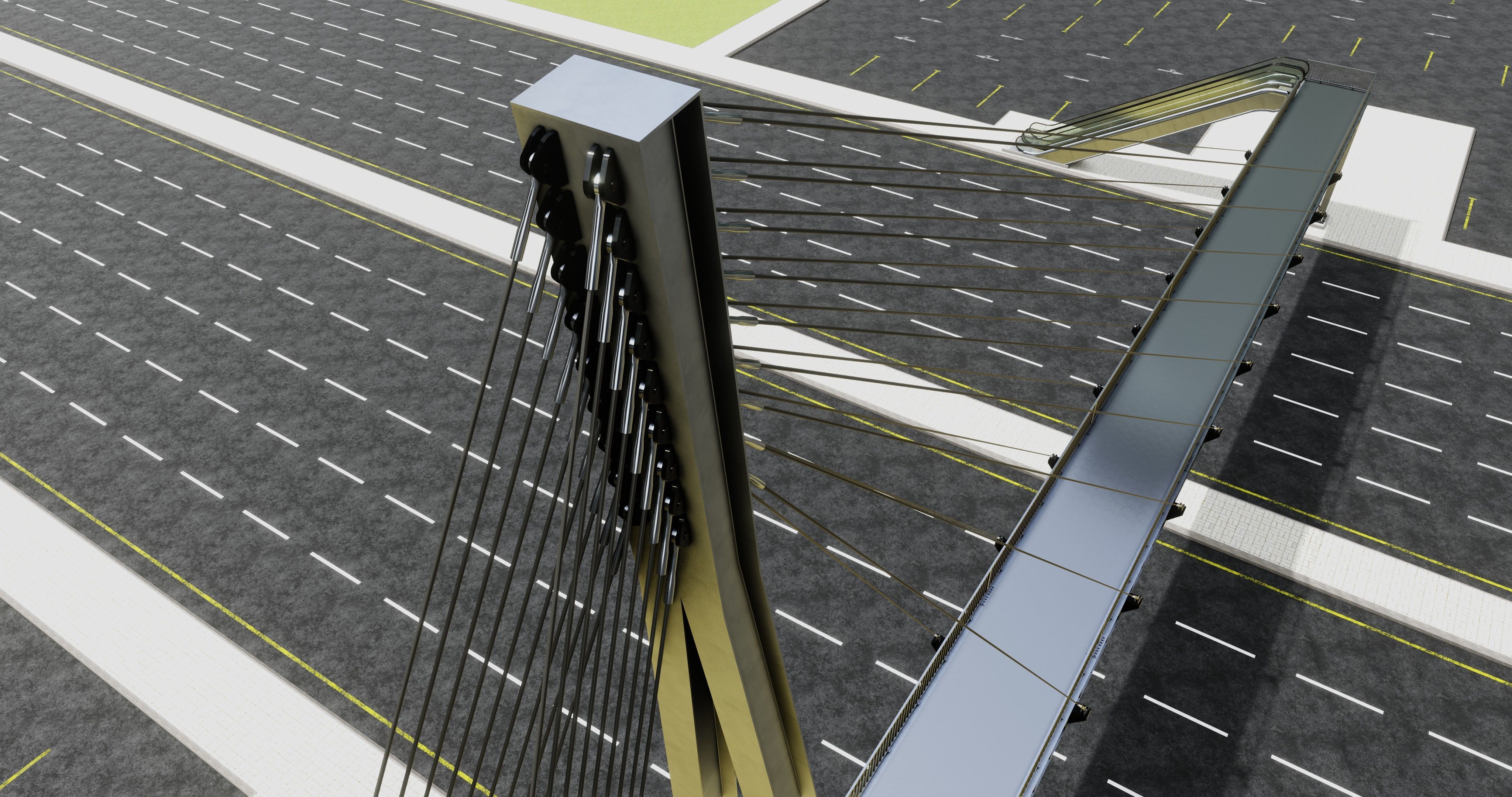 Rope Tension Pedestrian Overpass Escalator 3D model_29