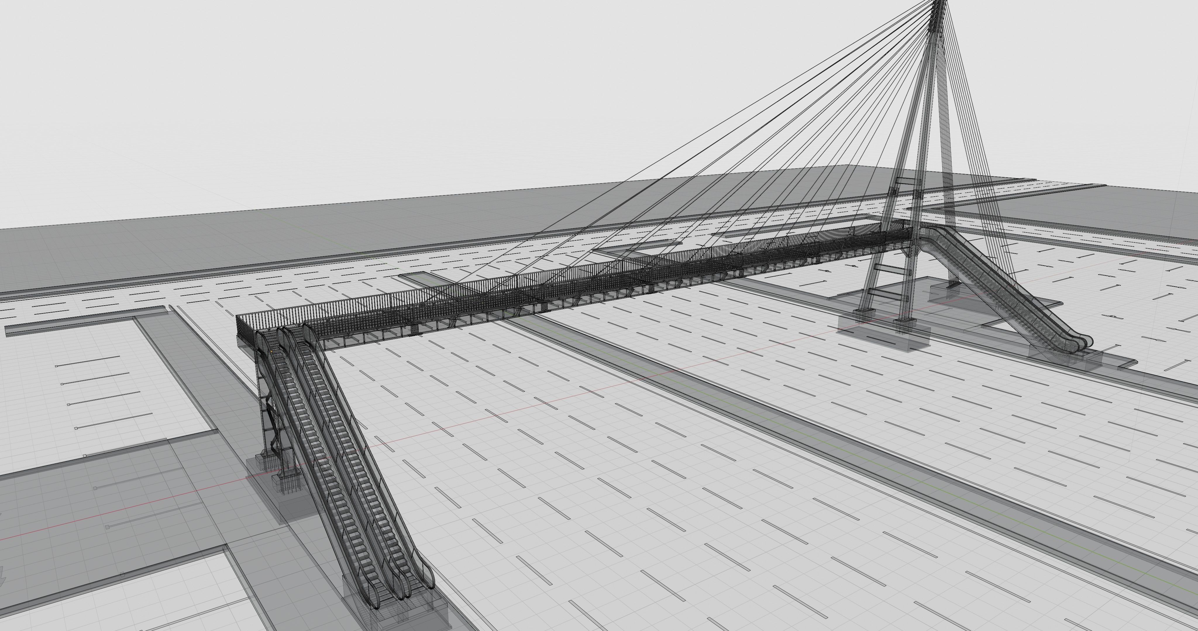 Rope Tension Pedestrian Overpass Escalator 3D model_41