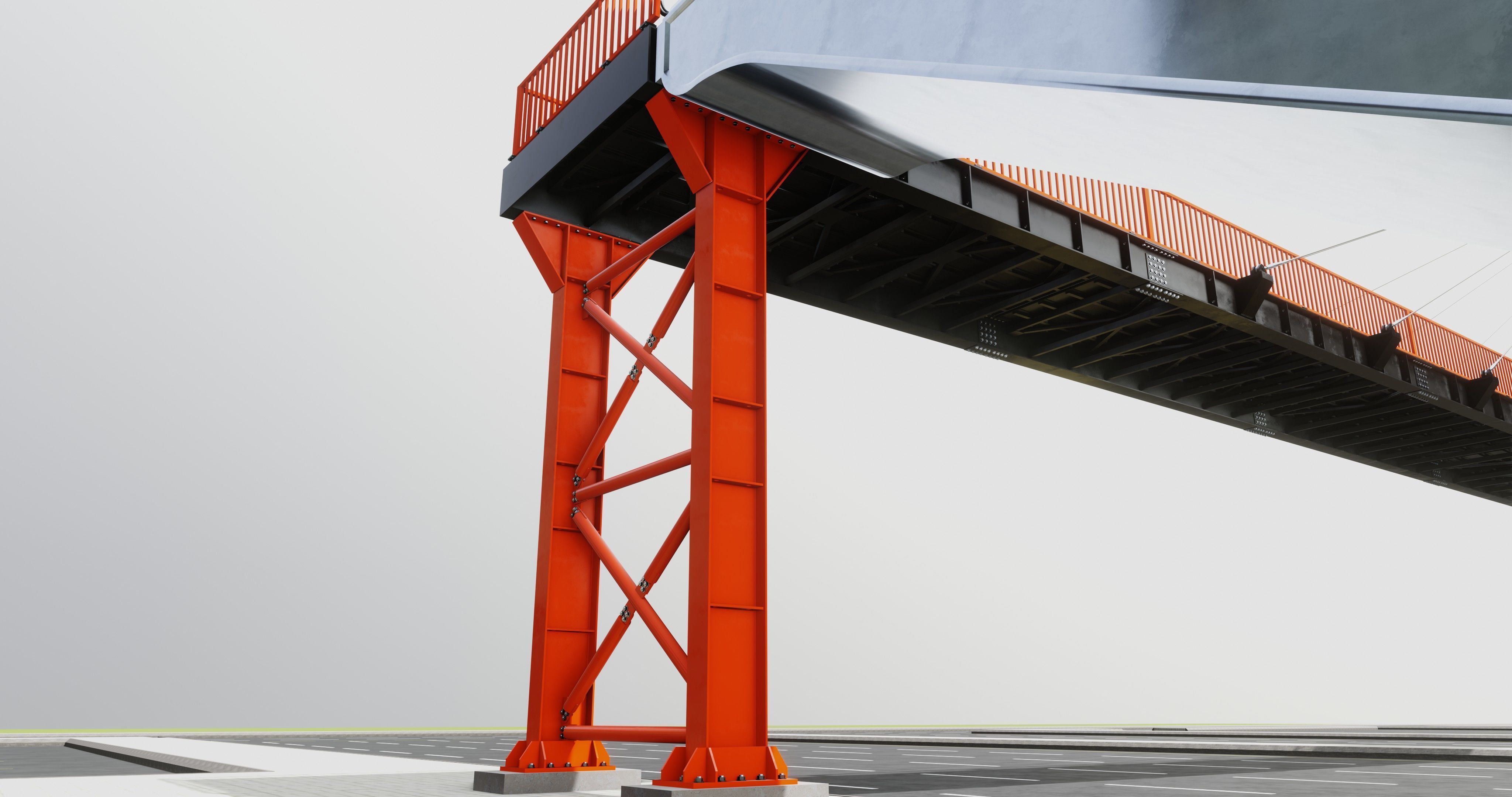 Rope Tension Pedestrian Overpass Escalator 3D model_9