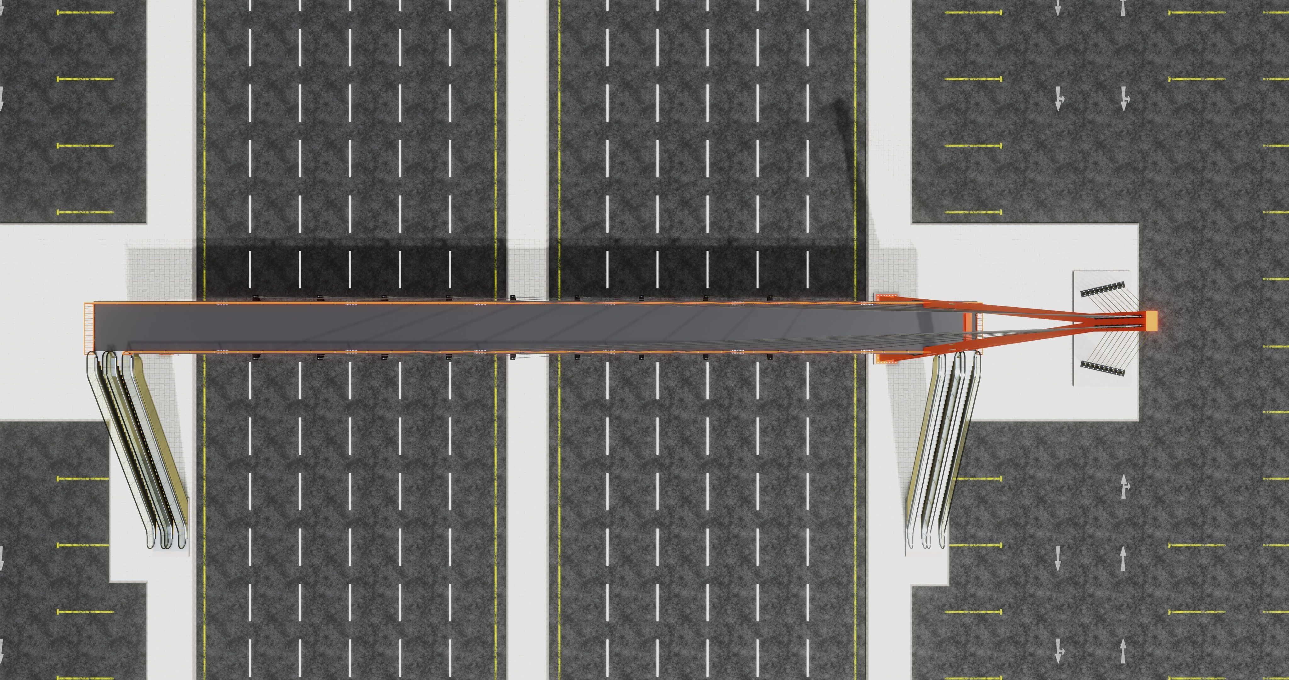 Rope Tension Pedestrian Overpass Escalator 3D model_6