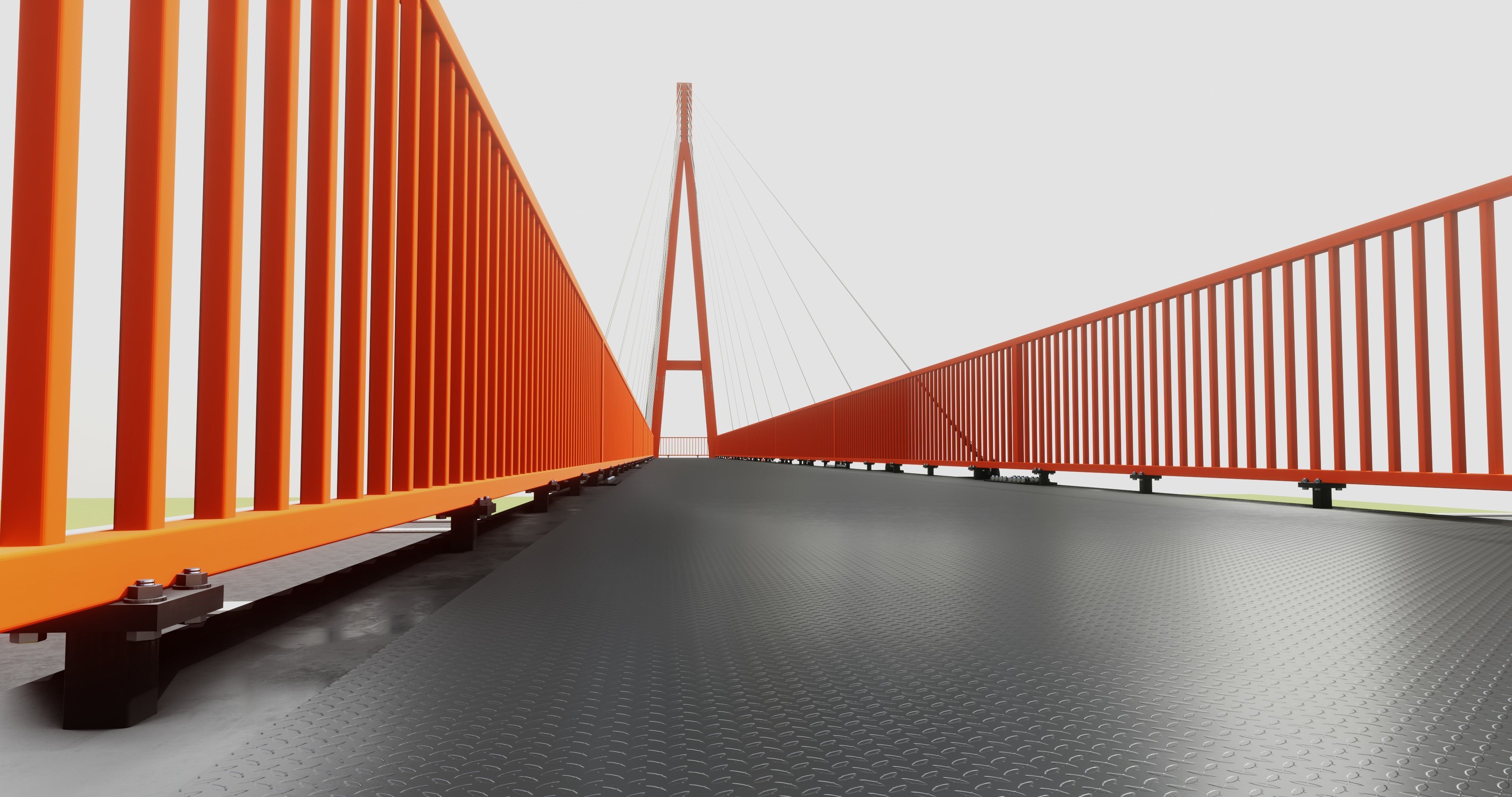 Rope Tension Pedestrian Overpass Escalator 3D model_12