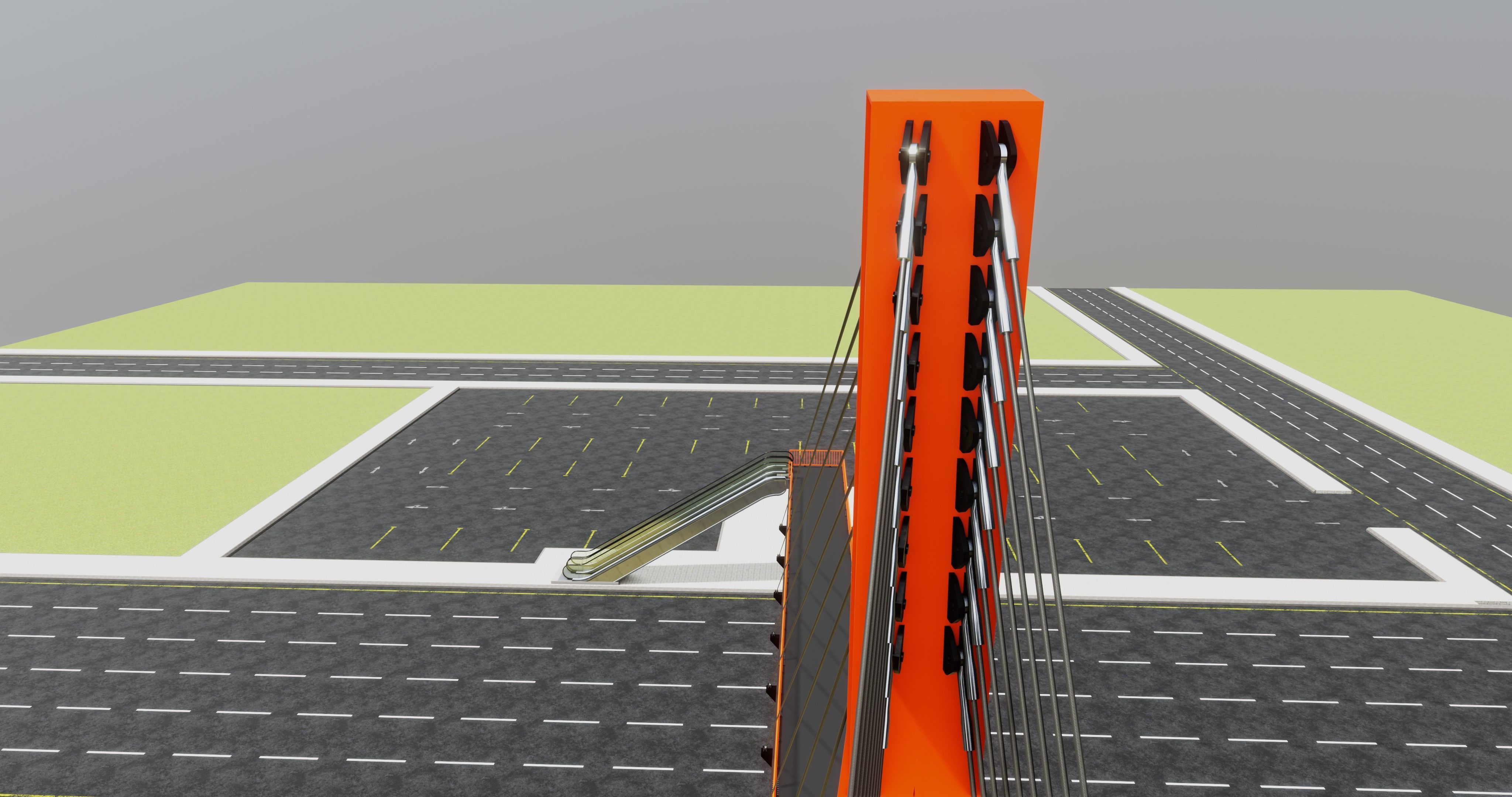 Rope Tension Pedestrian Overpass Escalator 3D model_20