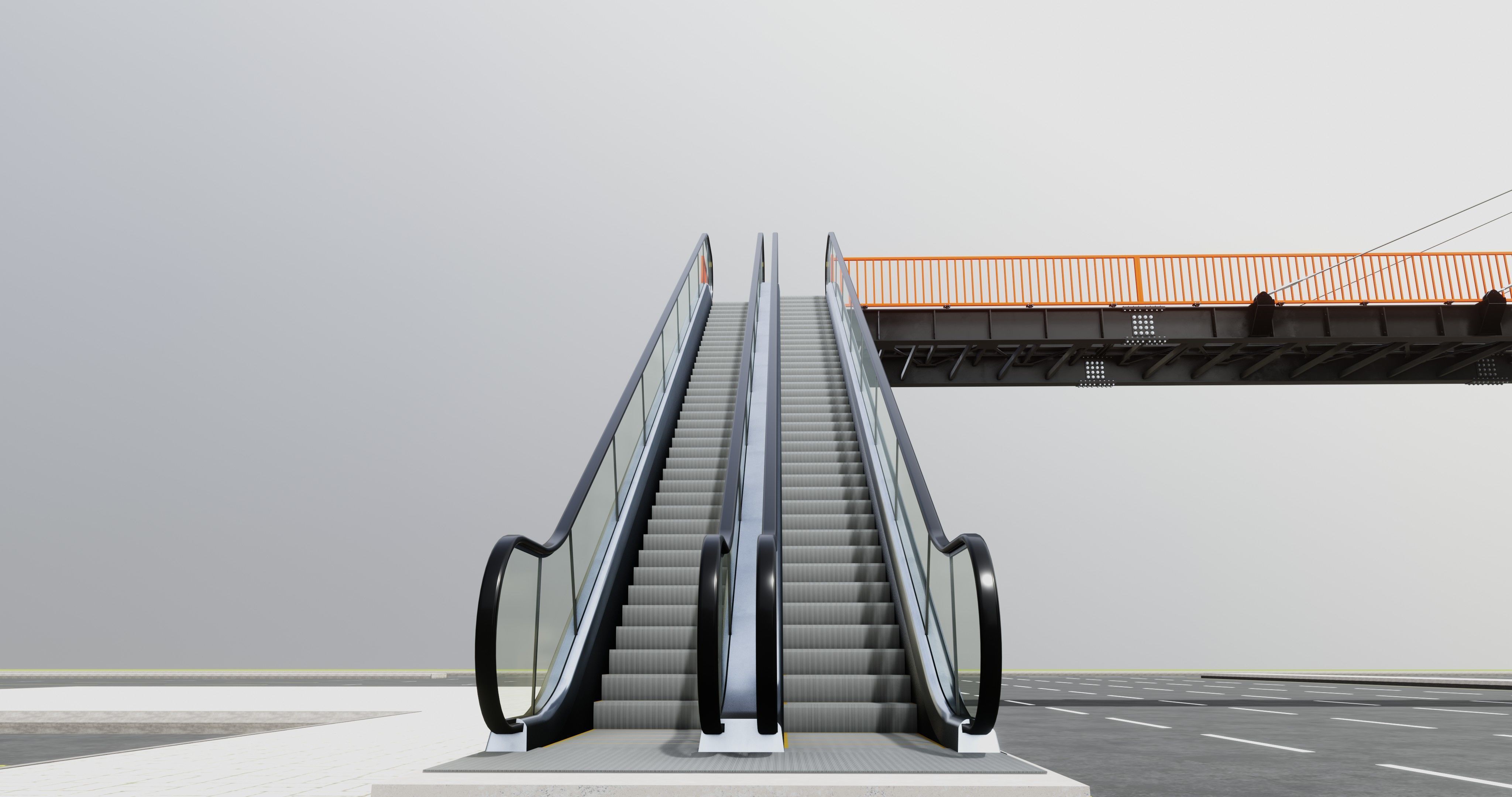 Rope Tension Pedestrian Overpass Escalator 3D model_8
