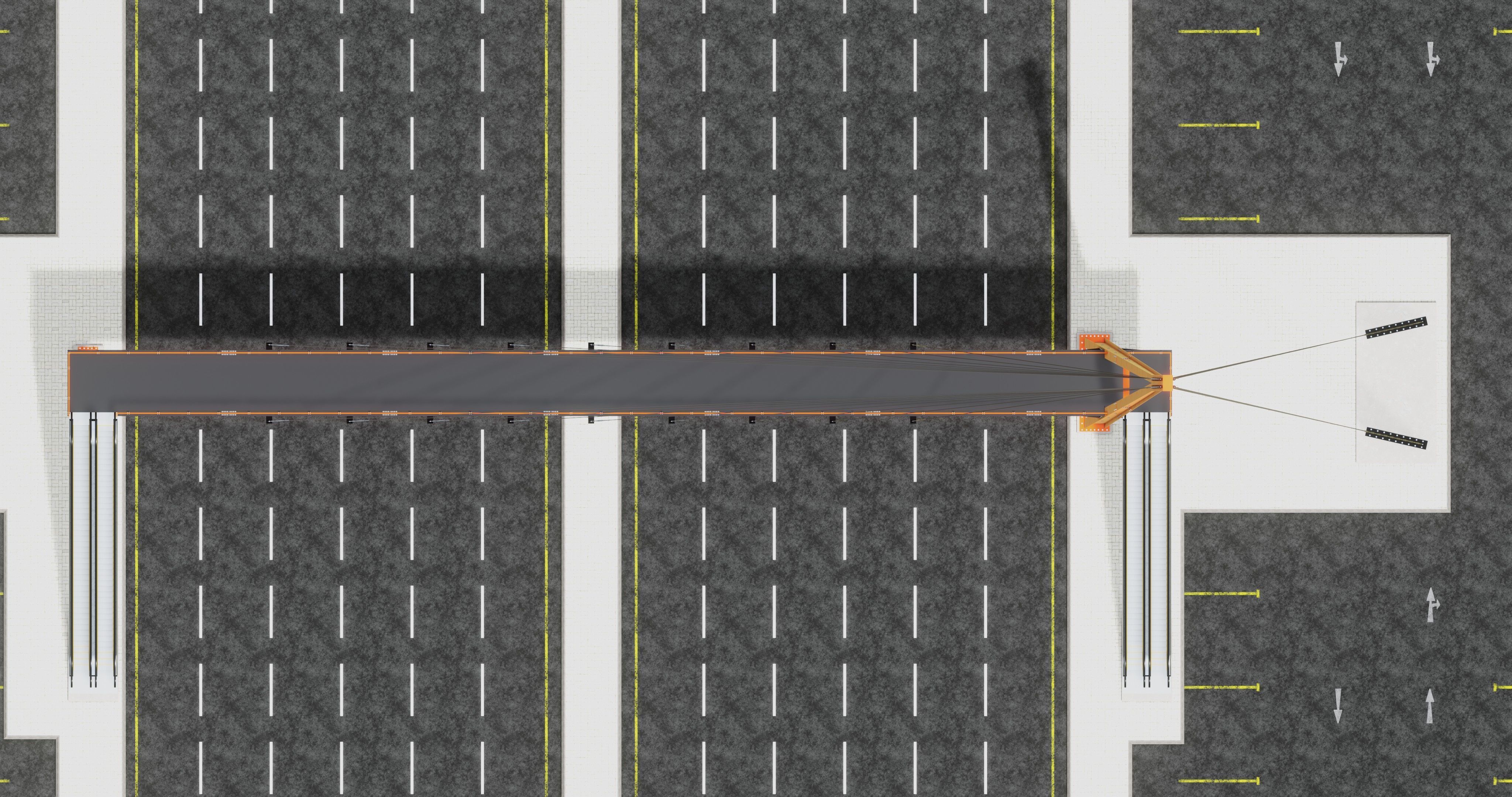 Rope Tension Pedestrian Overpass Escalator 3D model_5