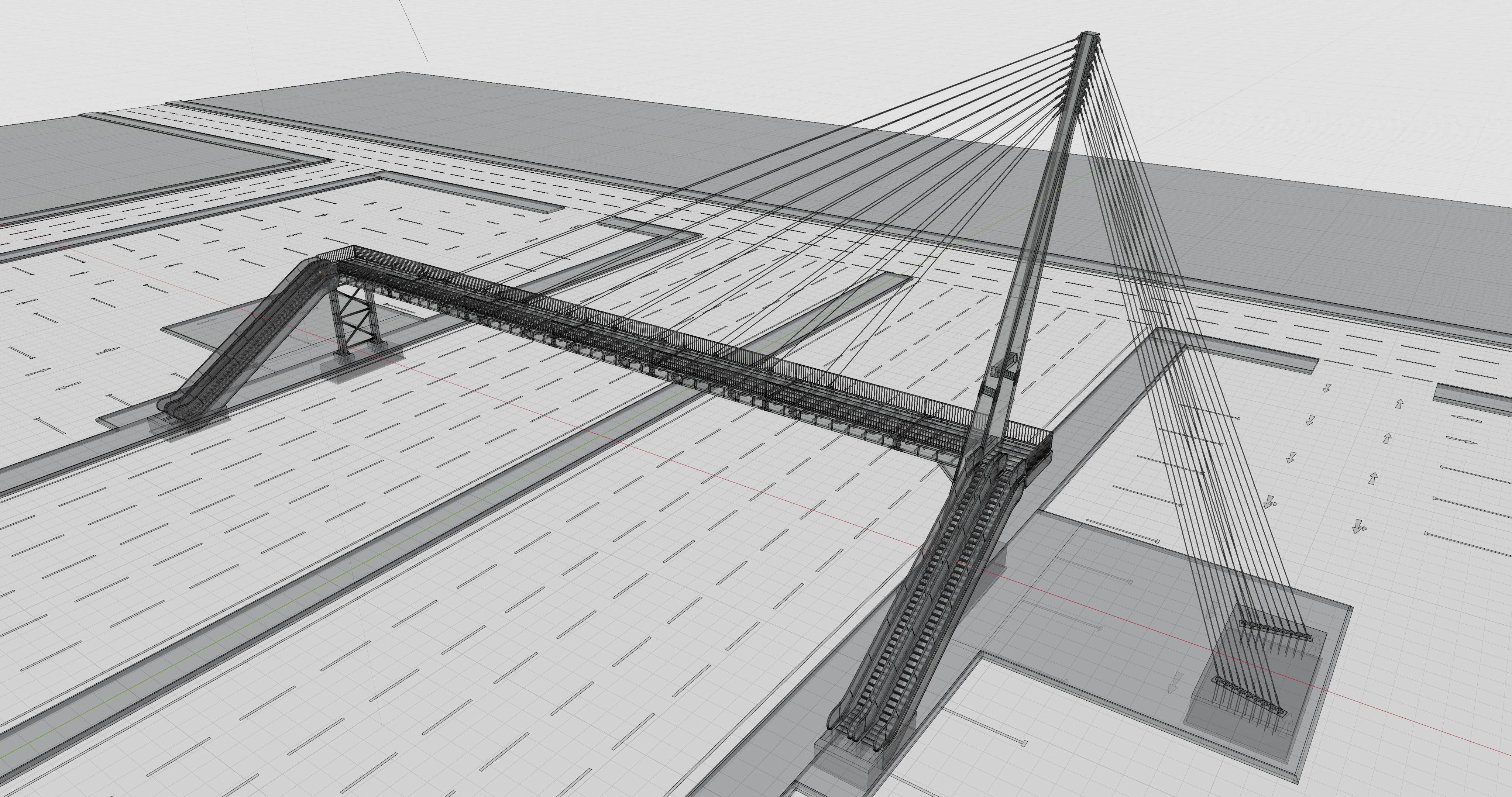 Rope Tension Pedestrian Overpass Escalator 3D model_43