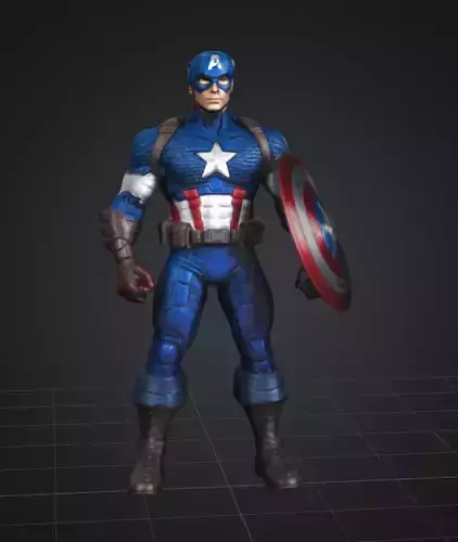 Captain America 3D Model Features Low-poly 3D model