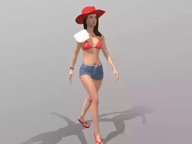 Female character animated 3D model