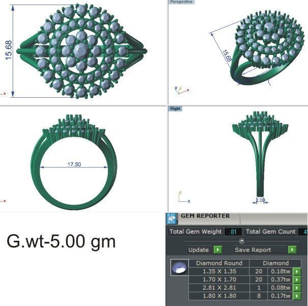 Women Ring  Render 3dm STL OBJ FBX Details 3D print model_8