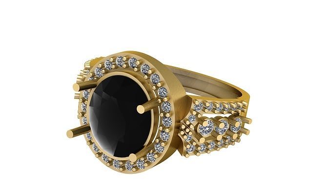 PRECIOUS BLACK CRYSTAL RING 3D PRINTABLE MODEL 3D print model