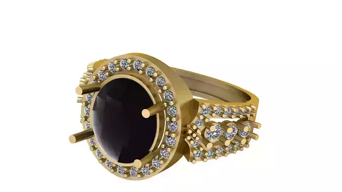 PRECIOUS BLACK CRYSTAL RING 3D PRINTABLE MODEL