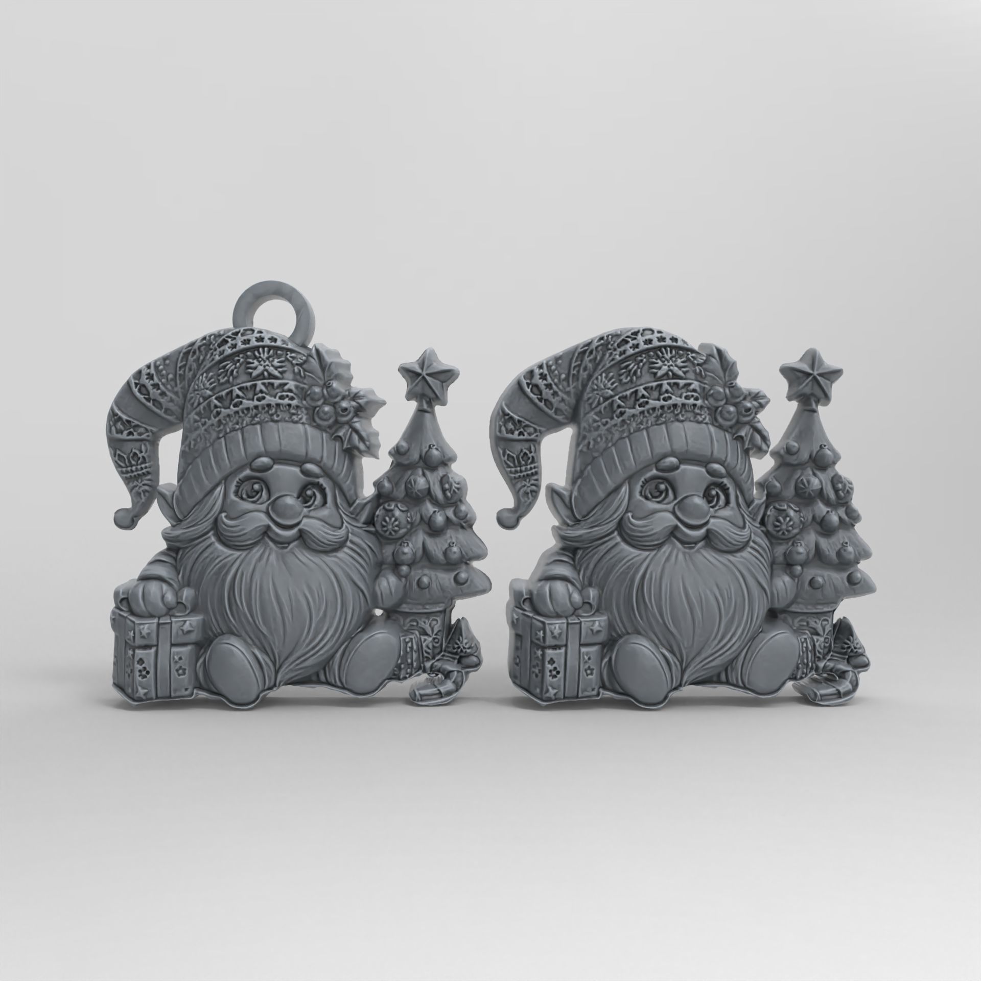 christmas gnome with tree decor  3D print model_1