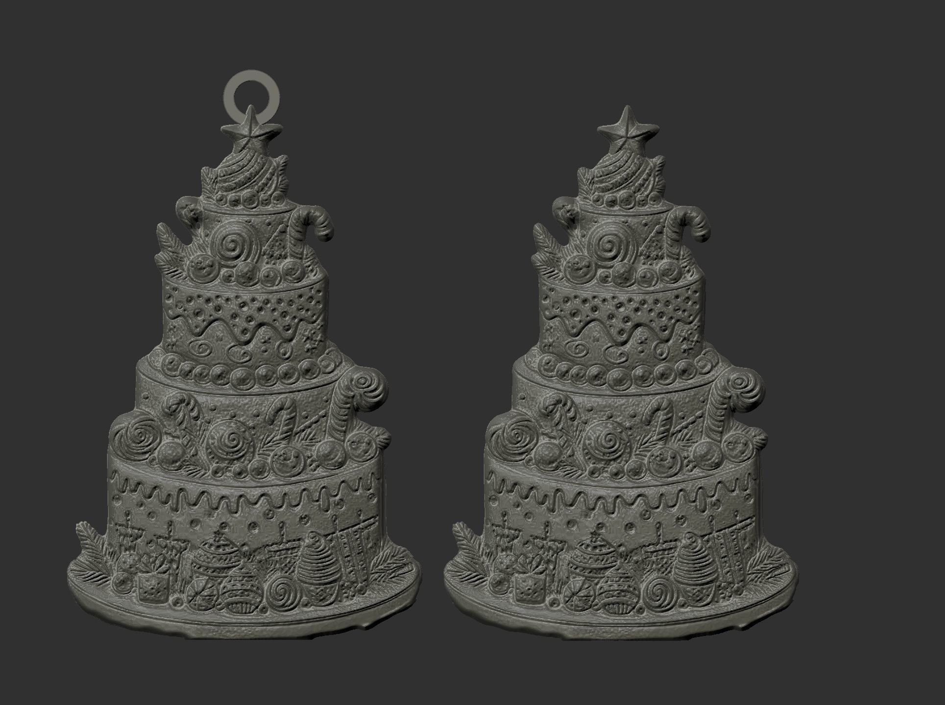 christmas tree cake decor  3D print model_3