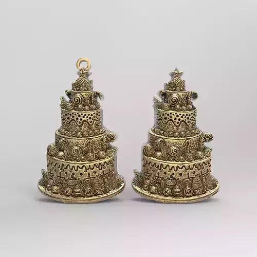 christmas tree cake decor  3D print model