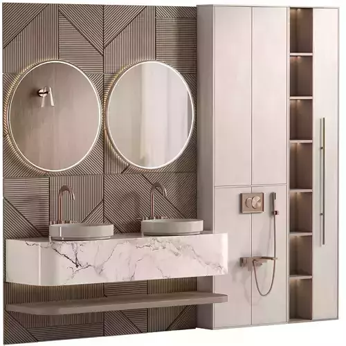 bathroom furniture set 042 Low-poly 3D model