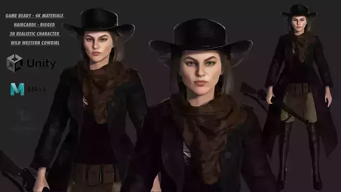 AAA 3D REALISTIC FEMALE CHARACTER - WILD WEST COWGIRL