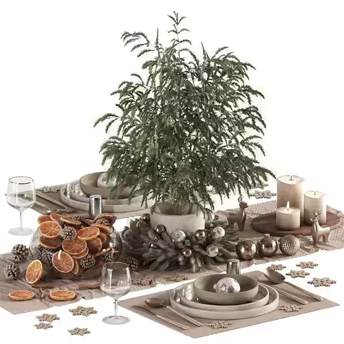 tableware setting christmas N047 3D model