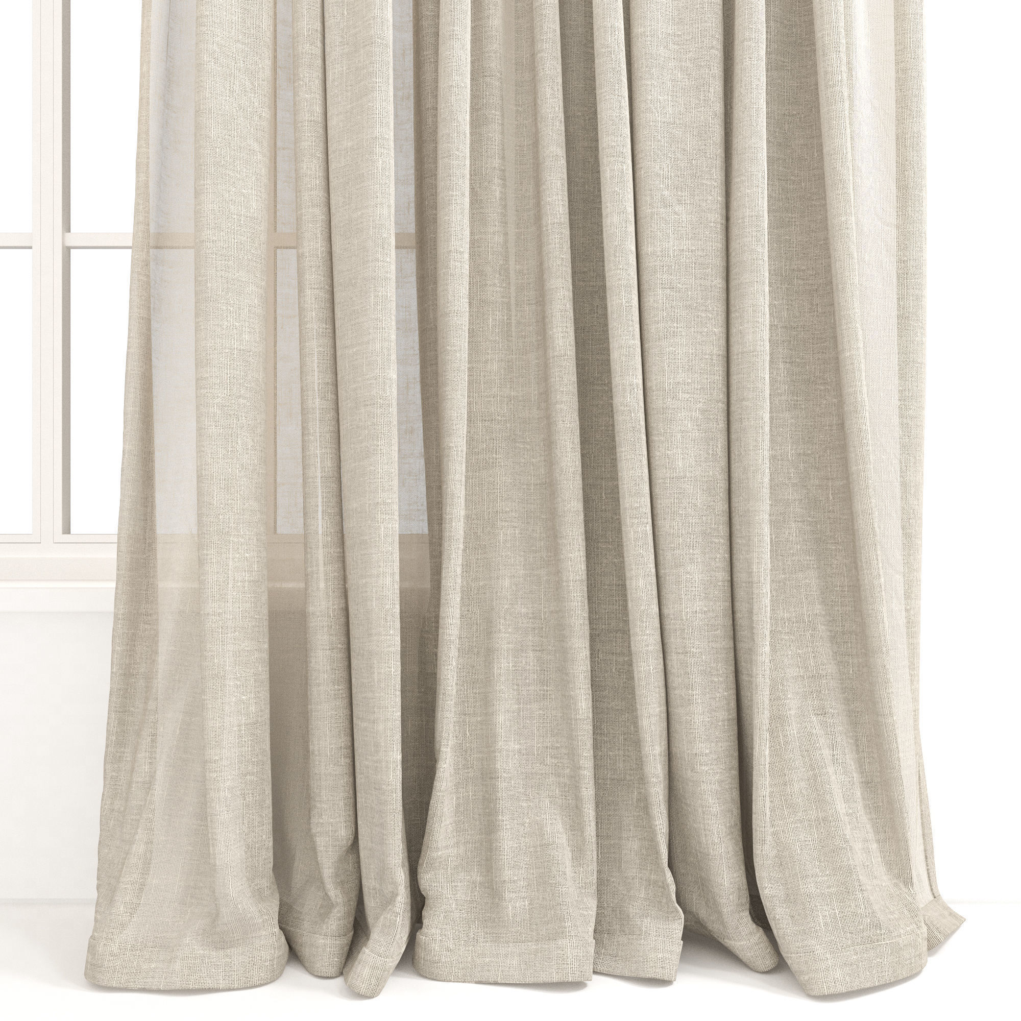 Curtains 49 Linen 3D model_1