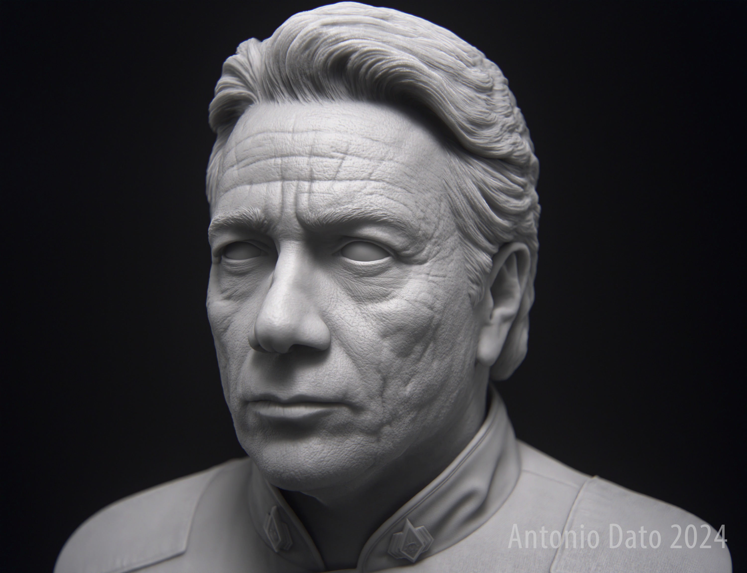 Edward James Olmos as William Adama Bust Printable 3D Model 3D print model_1