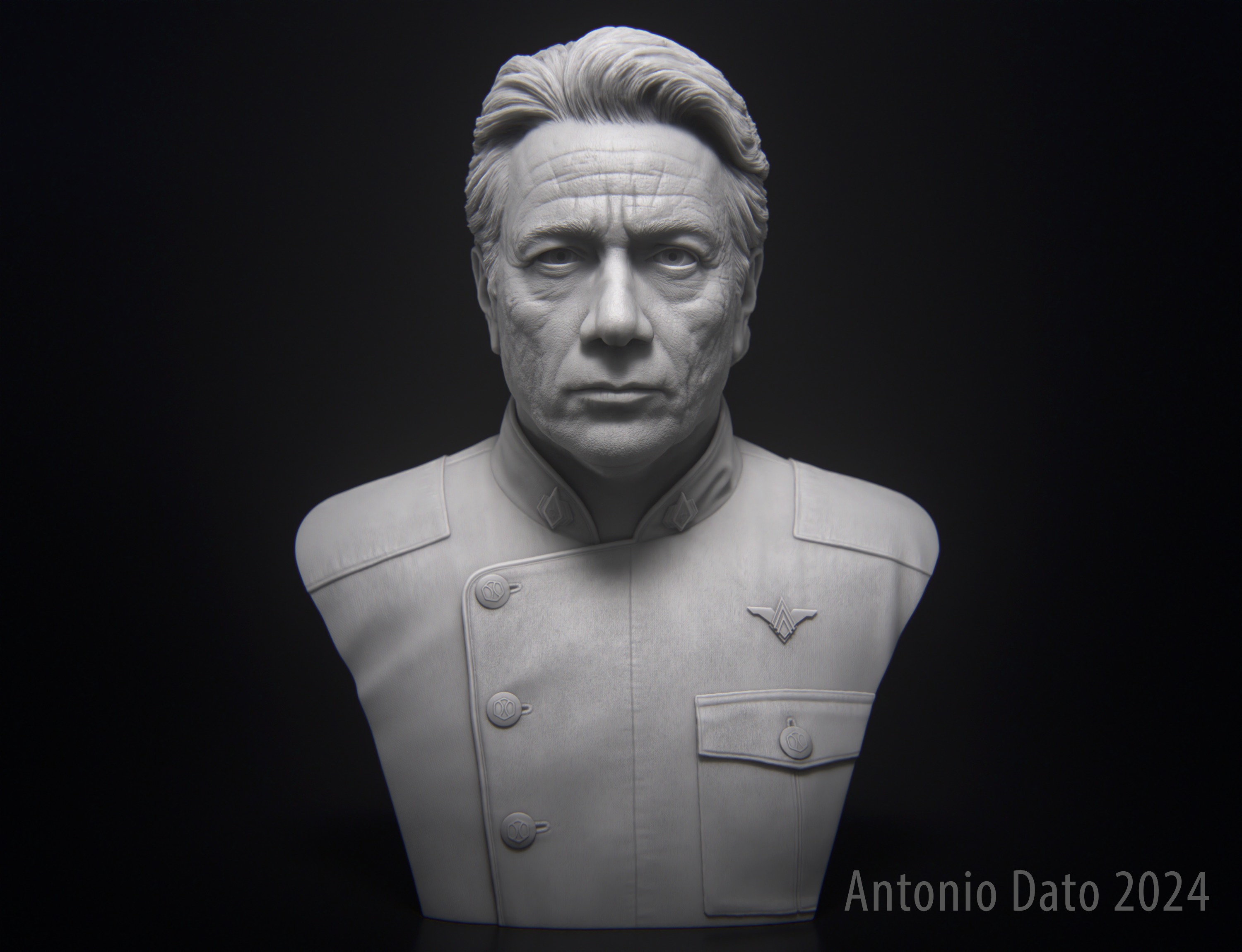 Edward James Olmos as William Adama Bust Printable 3D Model 3D print model_3