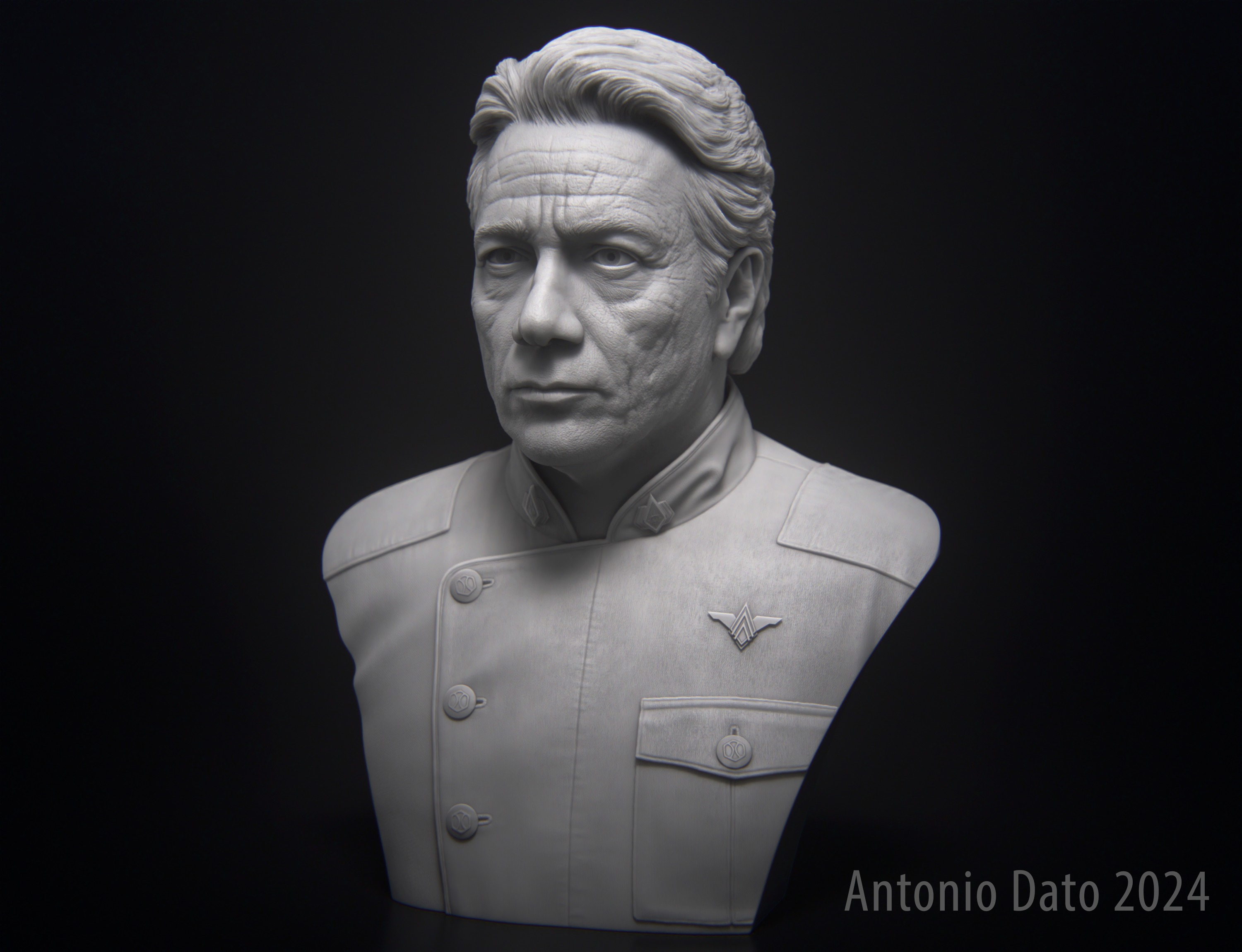 Edward James Olmos as William Adama Bust Printable 3D Model 3D print model_4