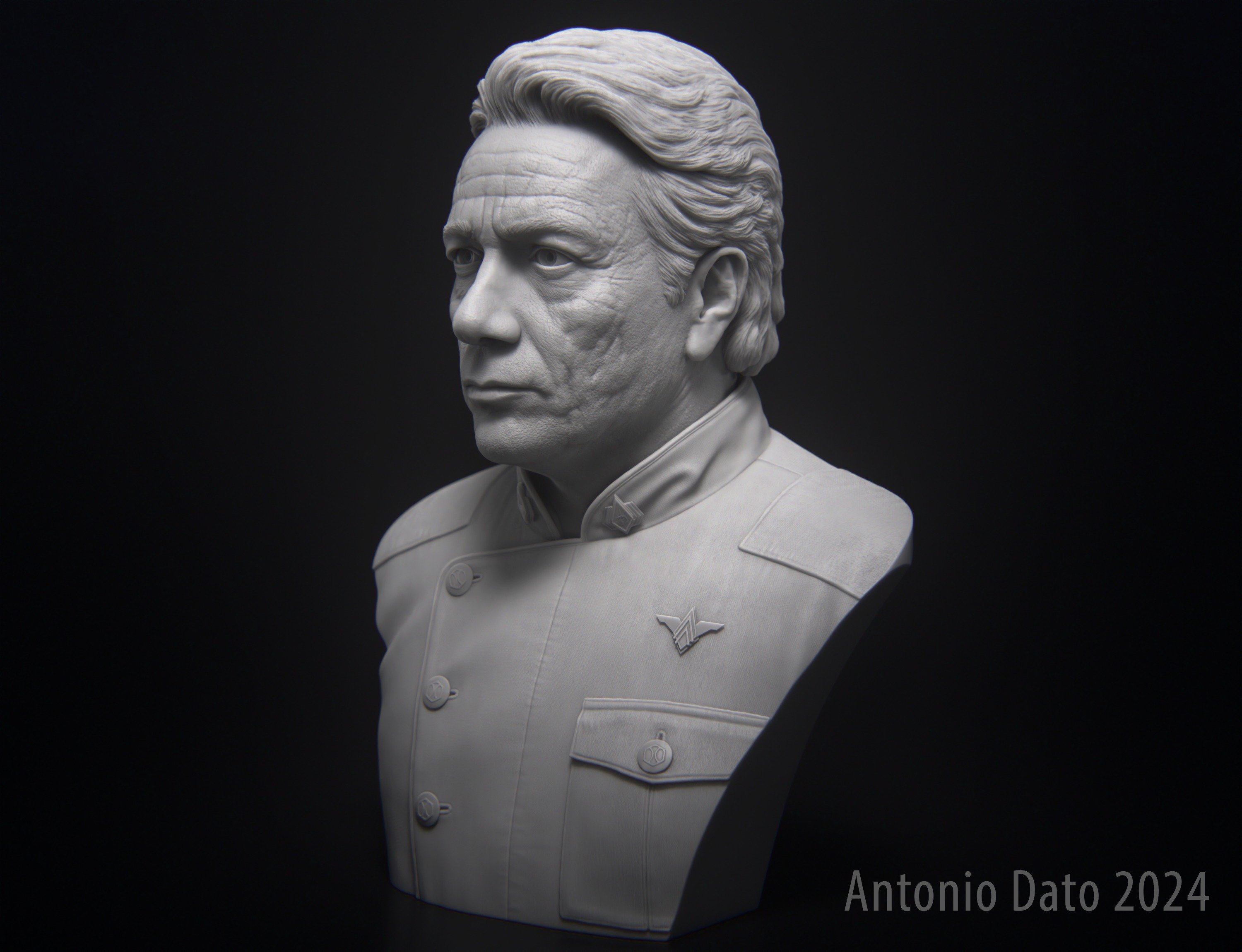 Edward James Olmos as William Adama Bust Printable 3D Model 3D print model_7
