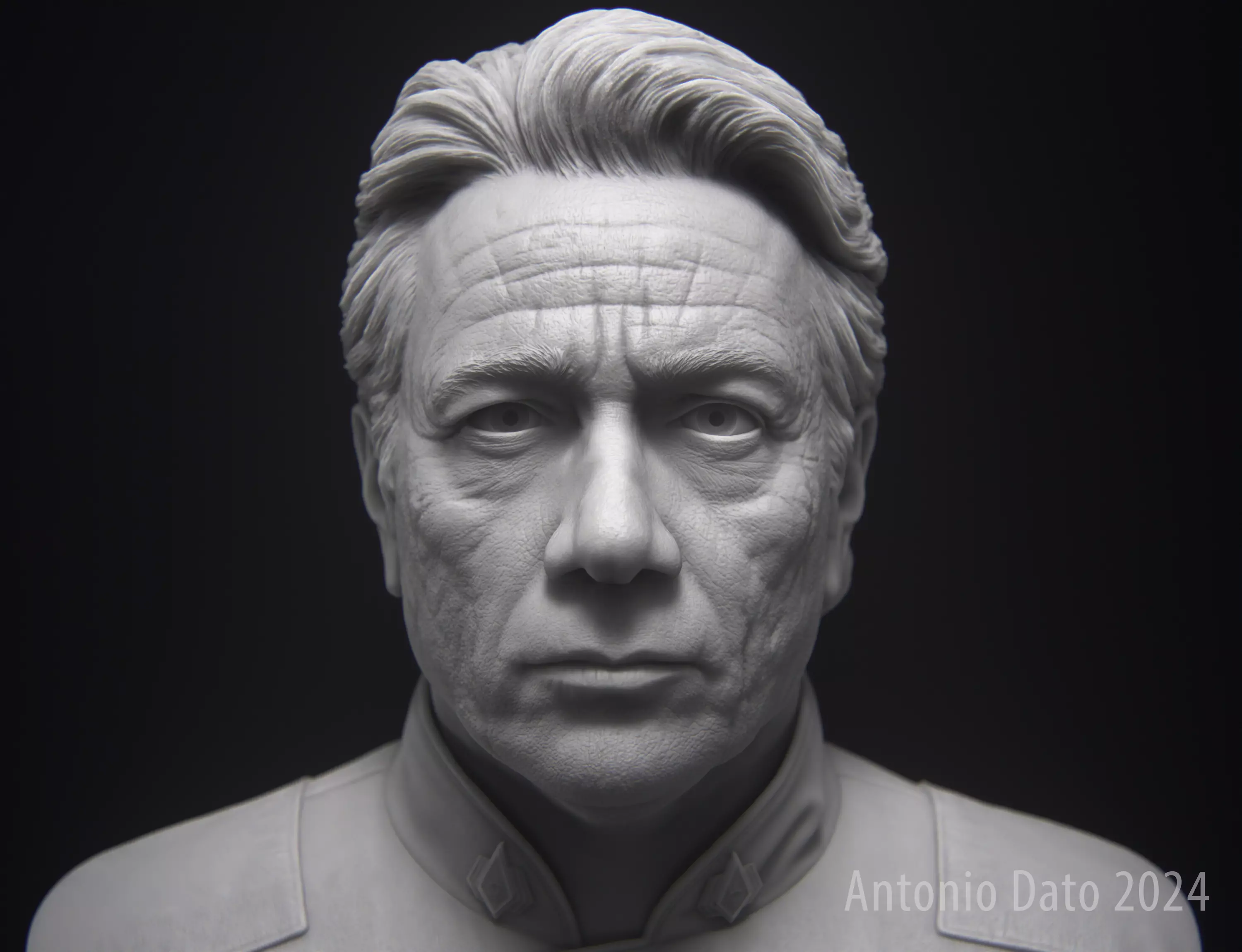 Edward James Olmos as William Adama Bust Printable 3D Model 3D print model_0