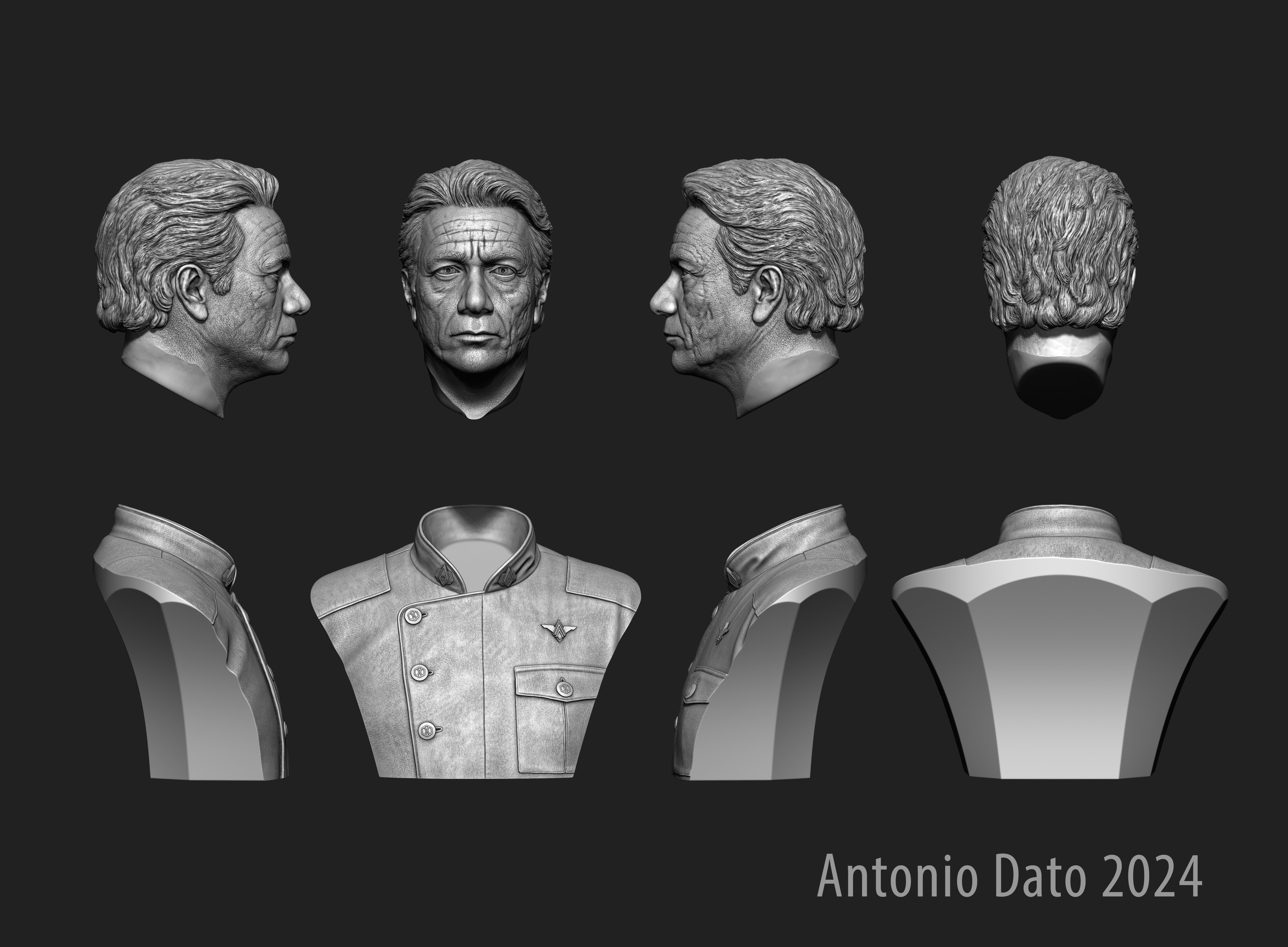 Edward James Olmos as William Adama Bust Printable 3D Model 3D print model_20