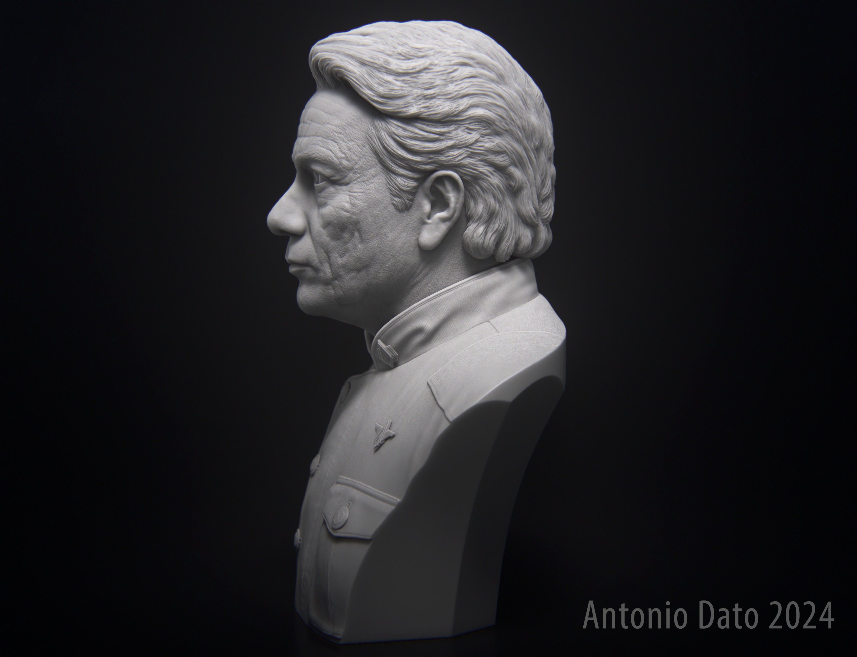 Edward James Olmos as William Adama Bust Printable 3D Model 3D print model_9
