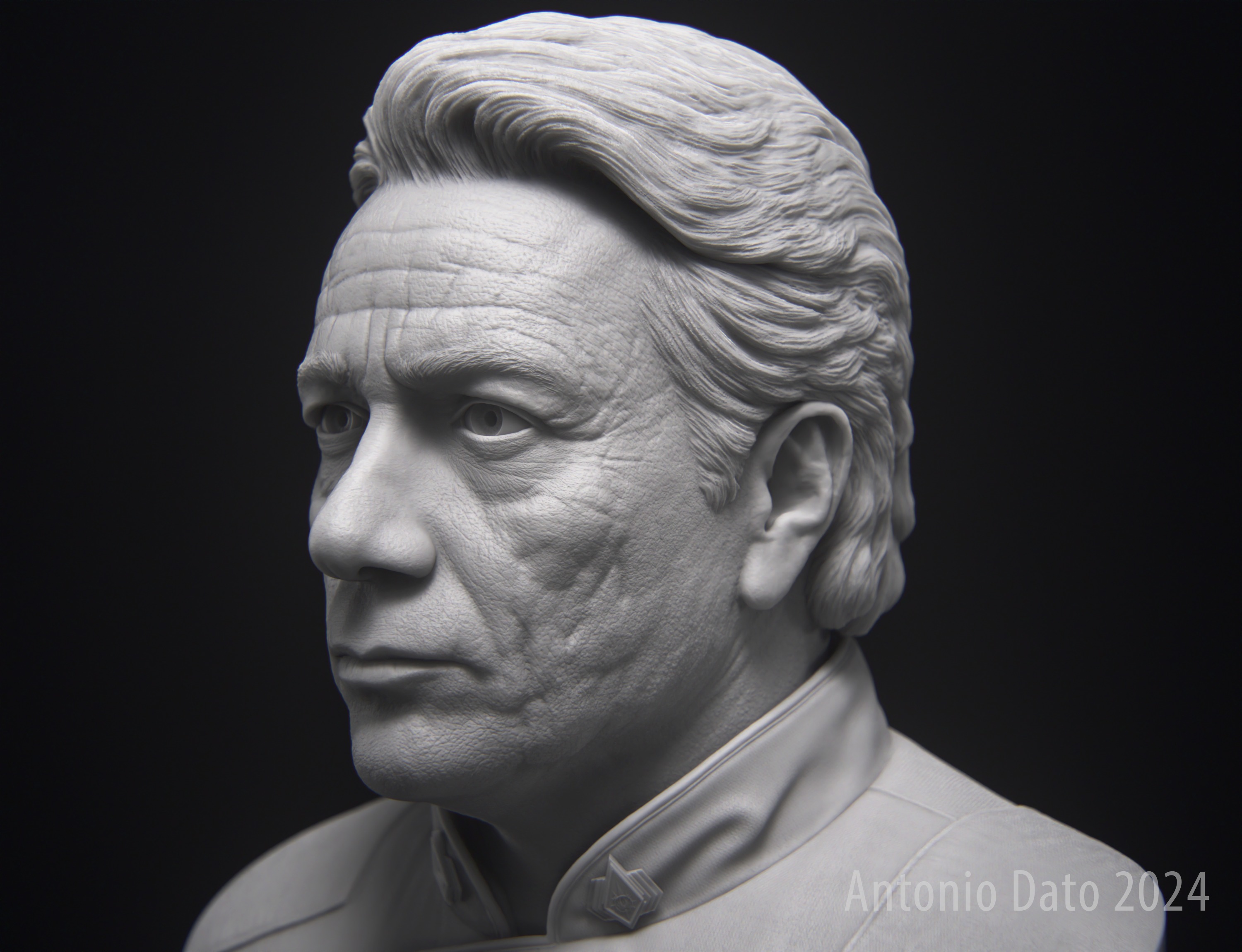 Edward James Olmos as William Adama Bust Printable 3D Model 3D print model_12