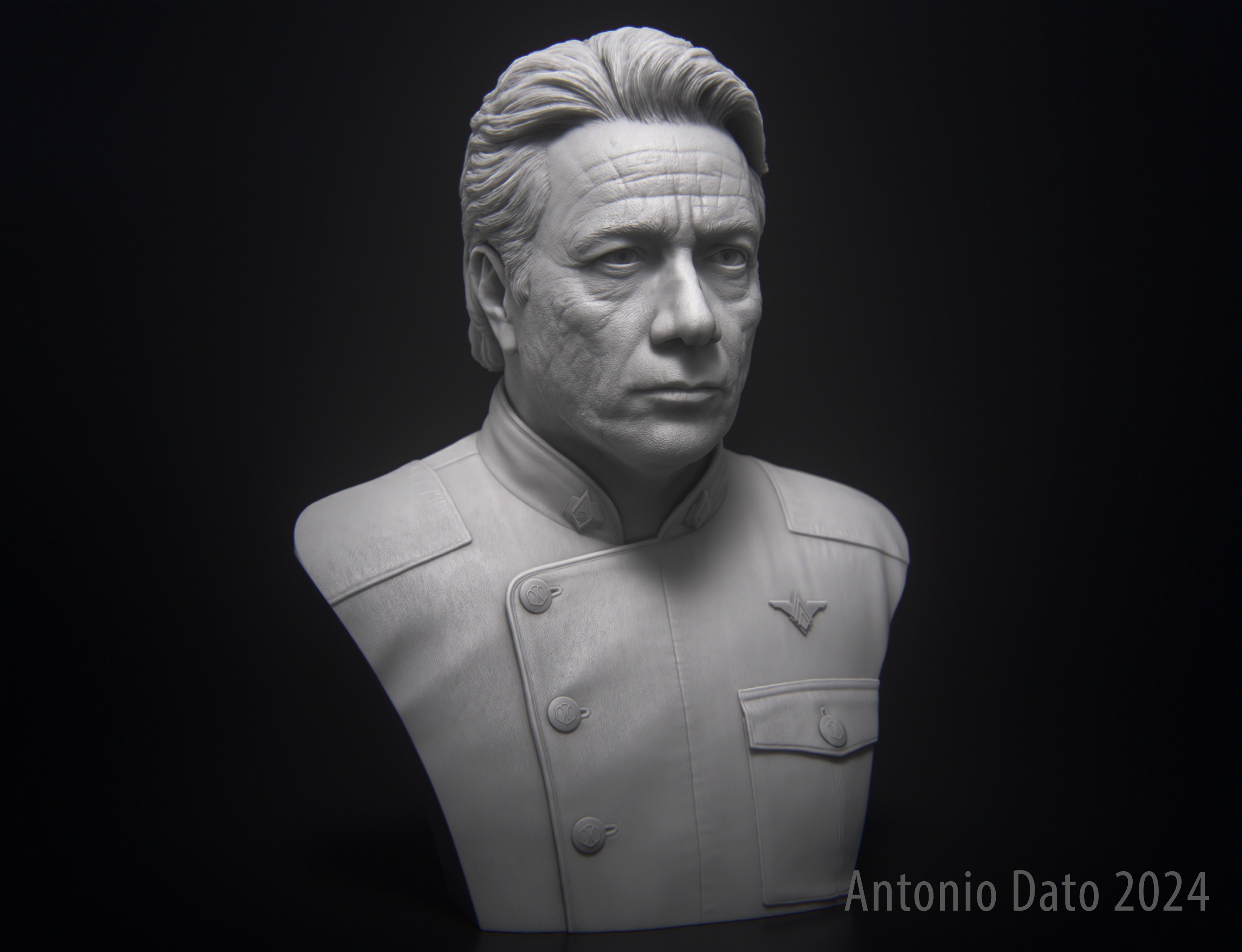 Edward James Olmos as William Adama Bust Printable 3D Model 3D print model_5