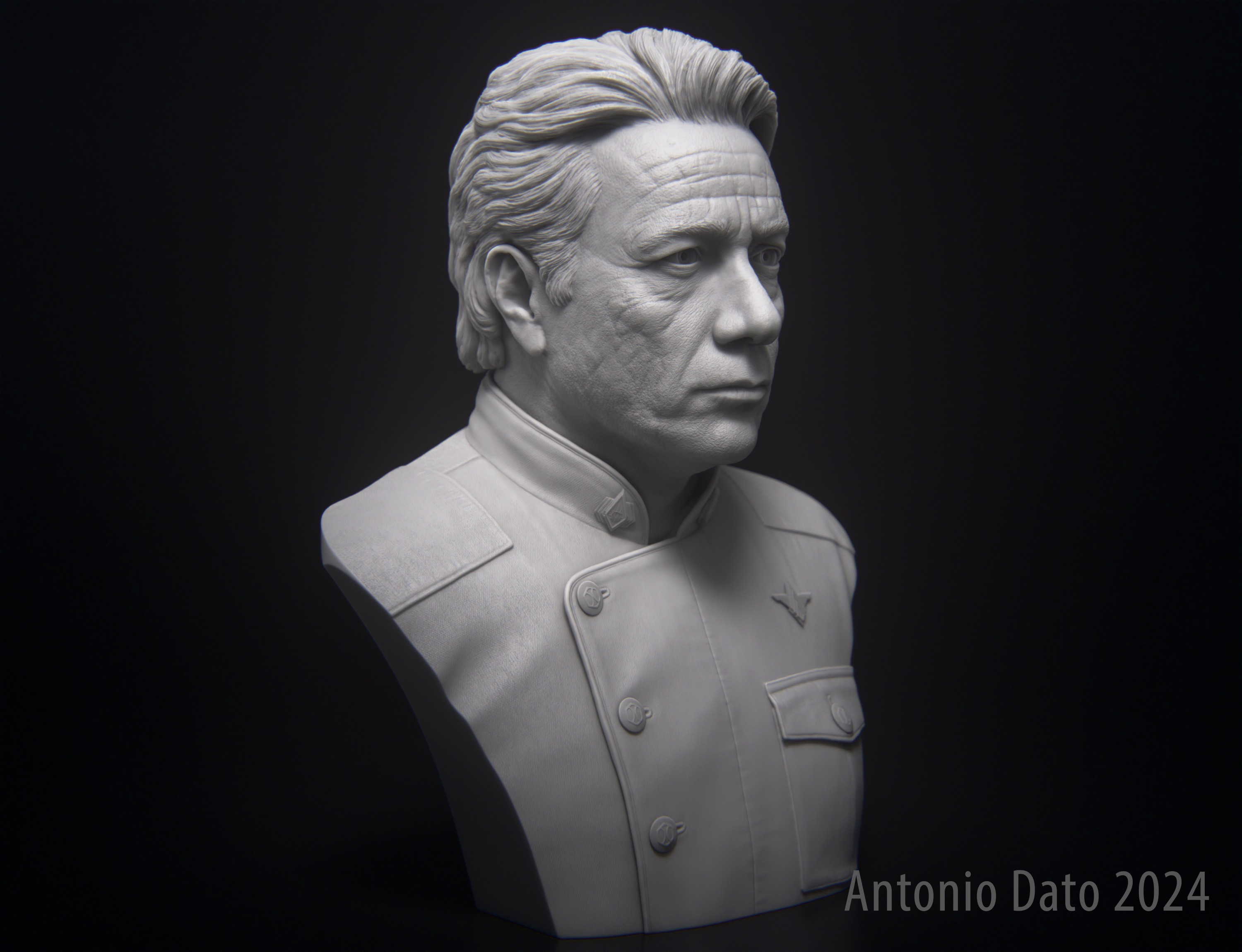 Edward James Olmos as William Adama Bust Printable 3D Model 3D print model_6