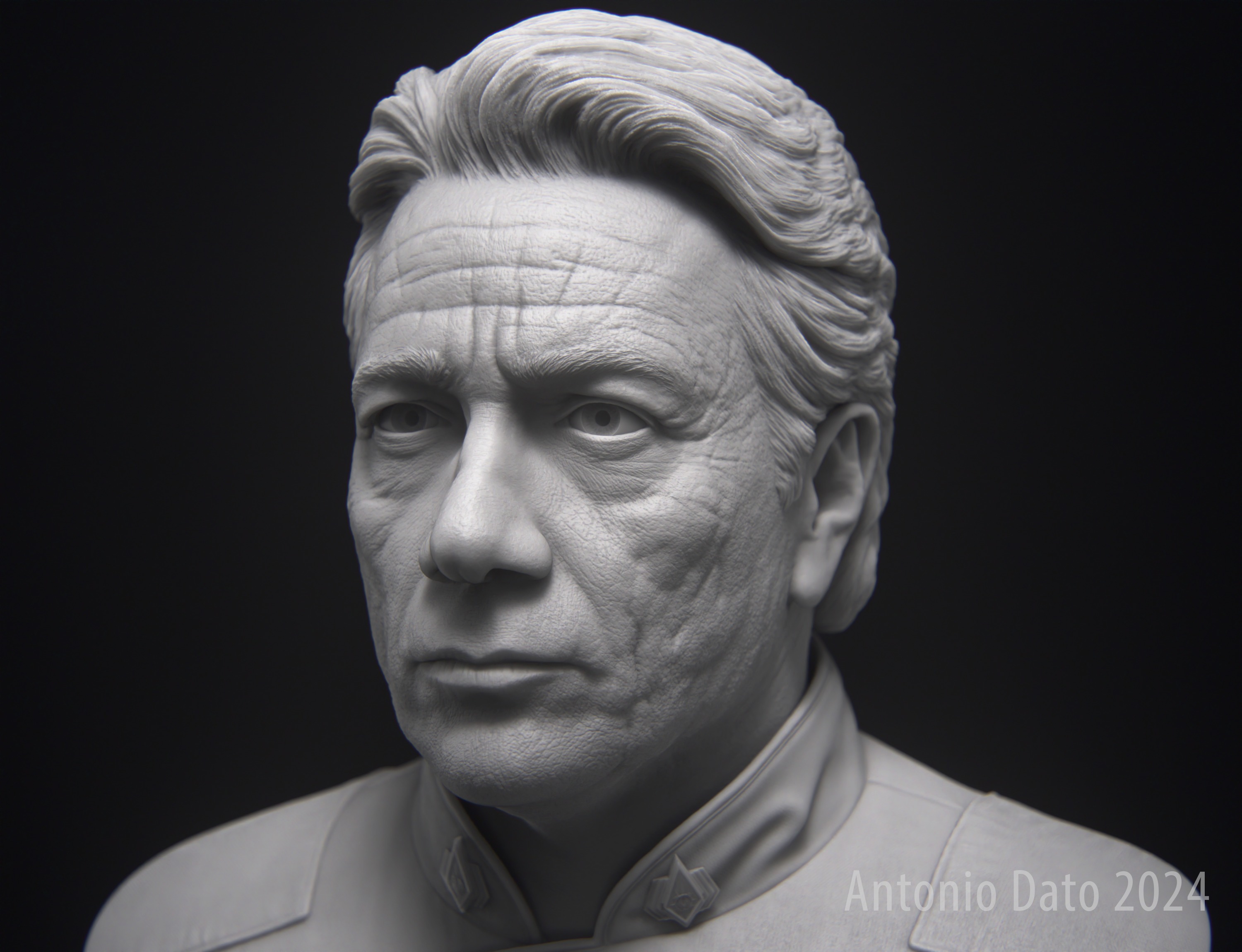 Edward James Olmos as William Adama Bust Printable 3D Model 3D print model_10