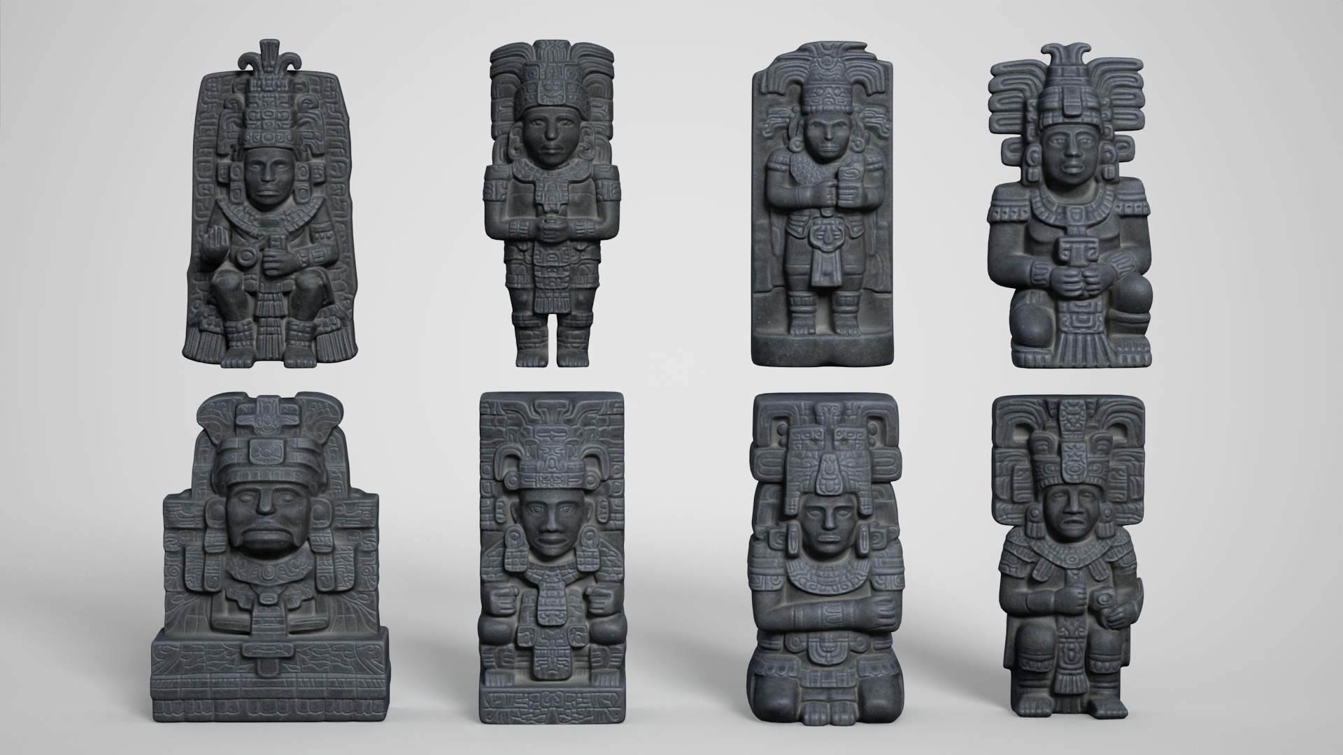 8 Mayan Statues - 241212 Low-poly 3D model_1
