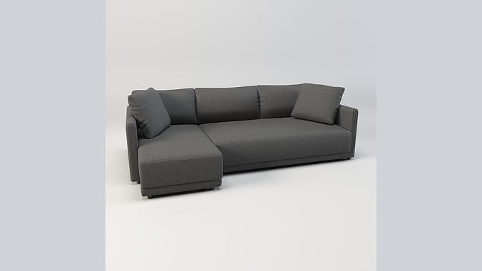 Gather arm wide chaise sectional sofa Free low-poly 3D model