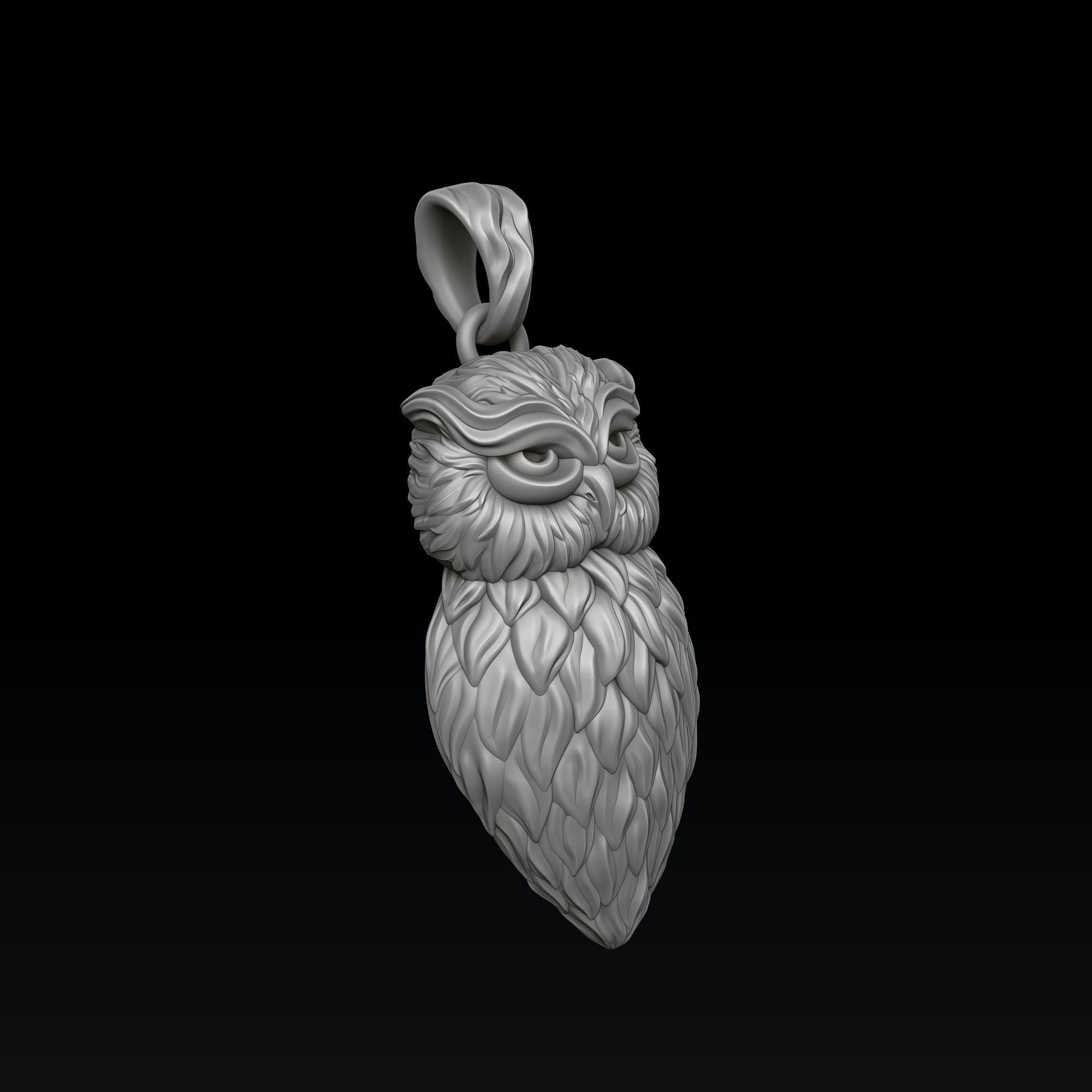 Owl Pendant v2 3D print model_2