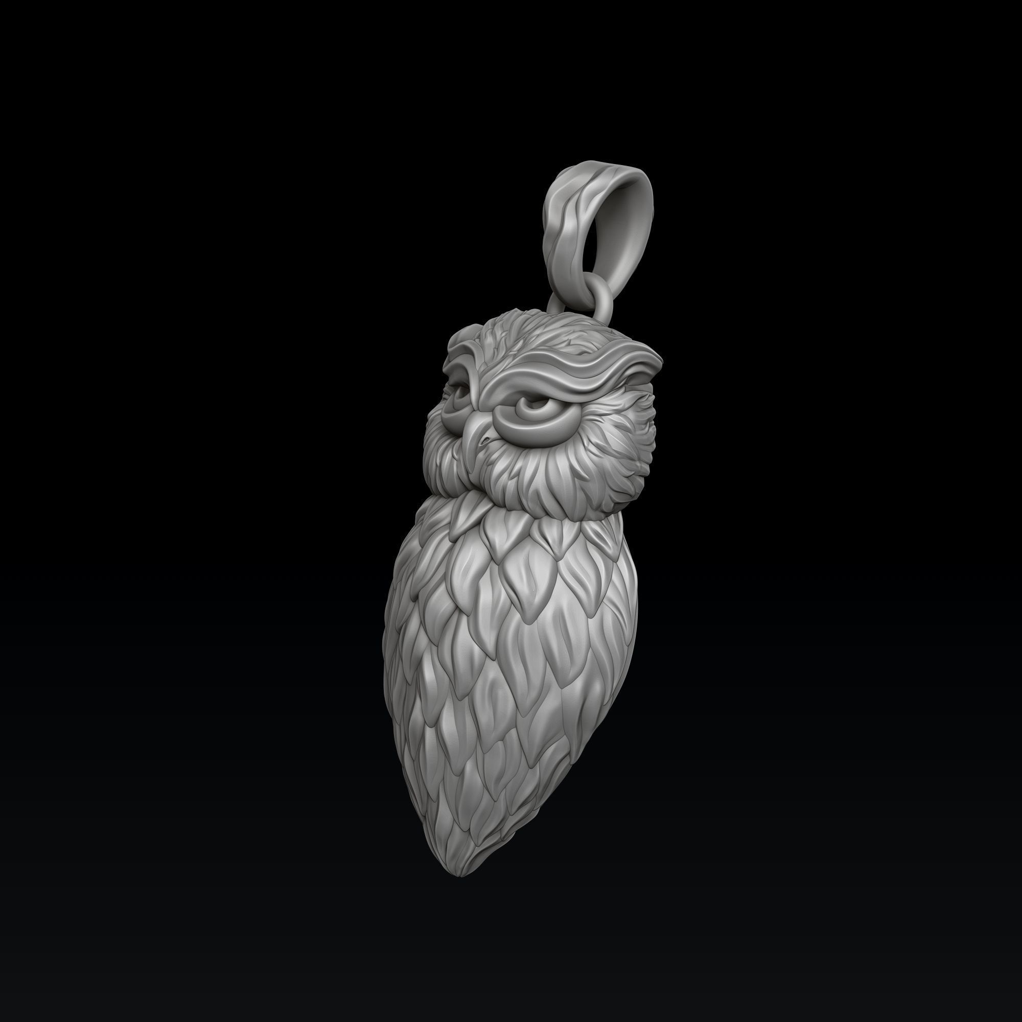 Owl Pendant v2 3D print model_6