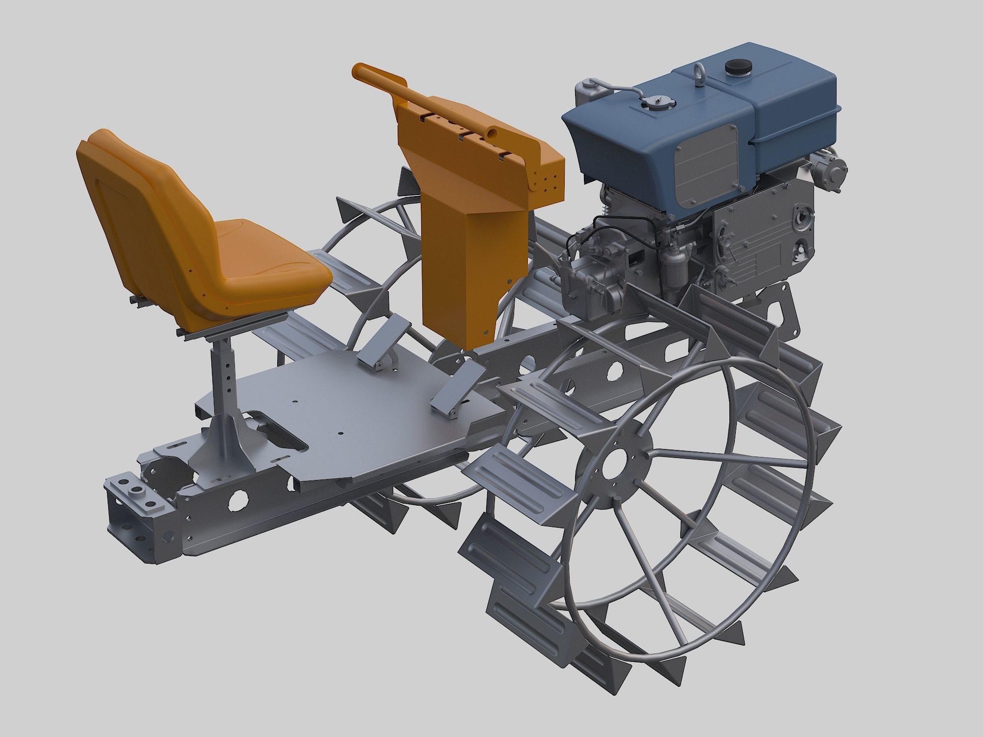 walking tractor 3D model_1