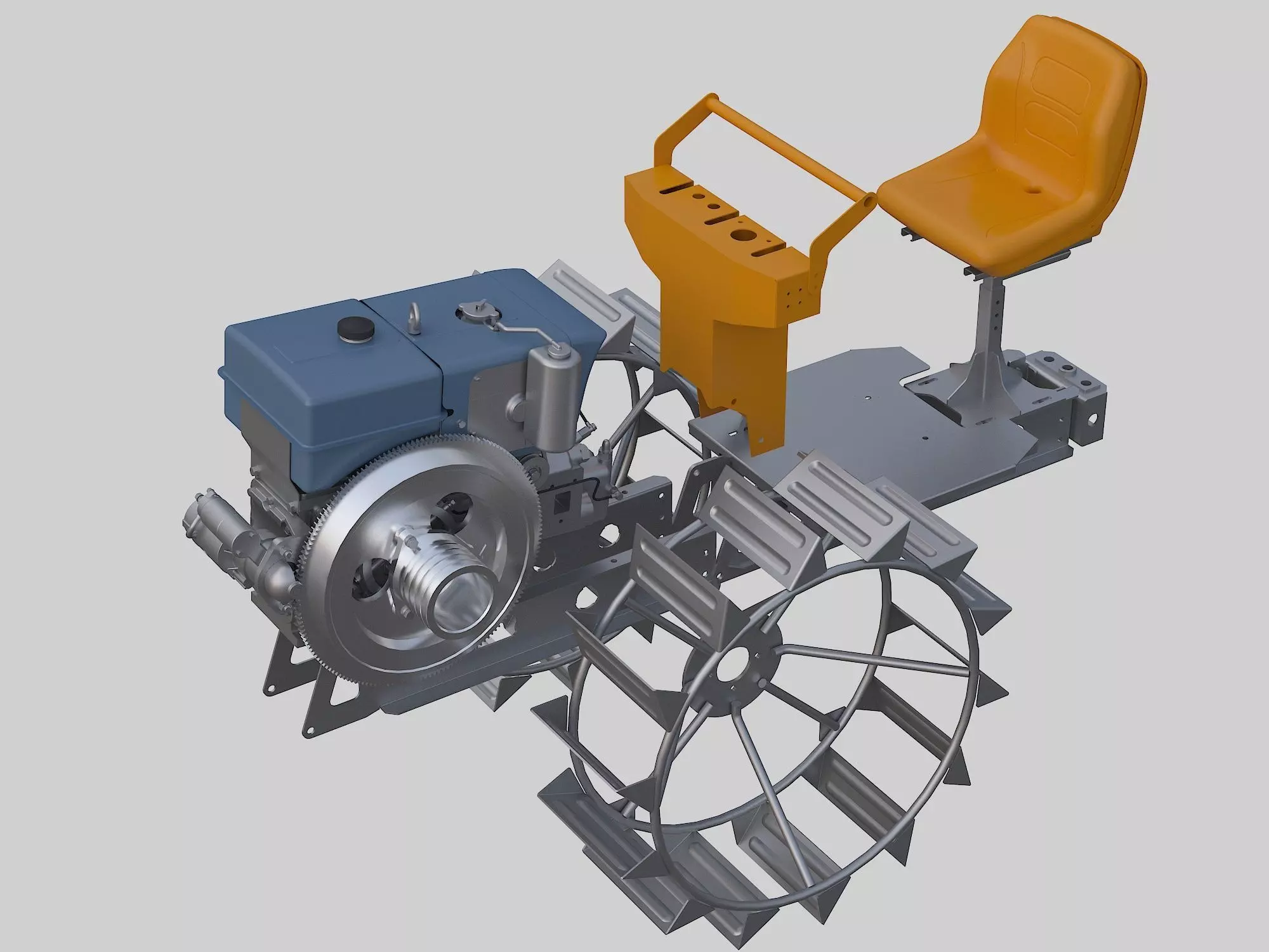 walking tractor 3D model_0