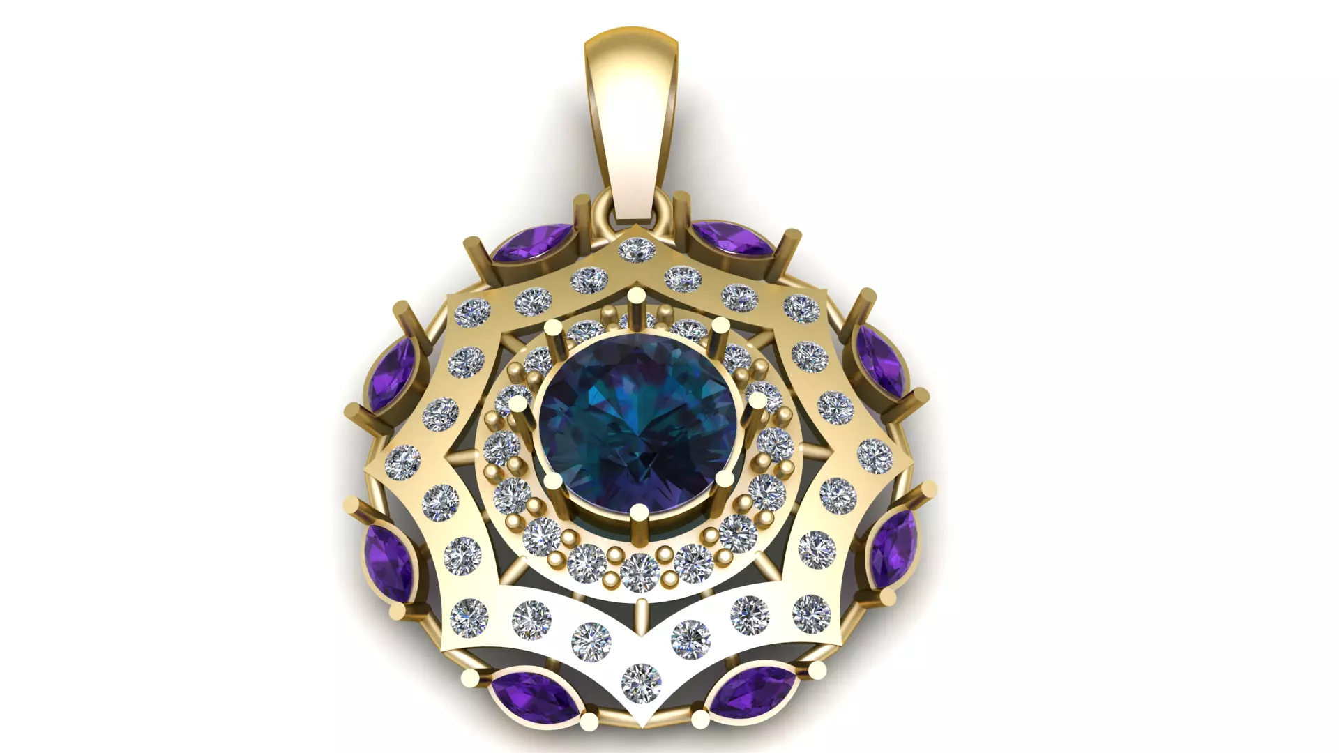 BLUE SAPPHIRE AND TOPAZ PENDANT 3D PRINTABLE MODEL 3D print model